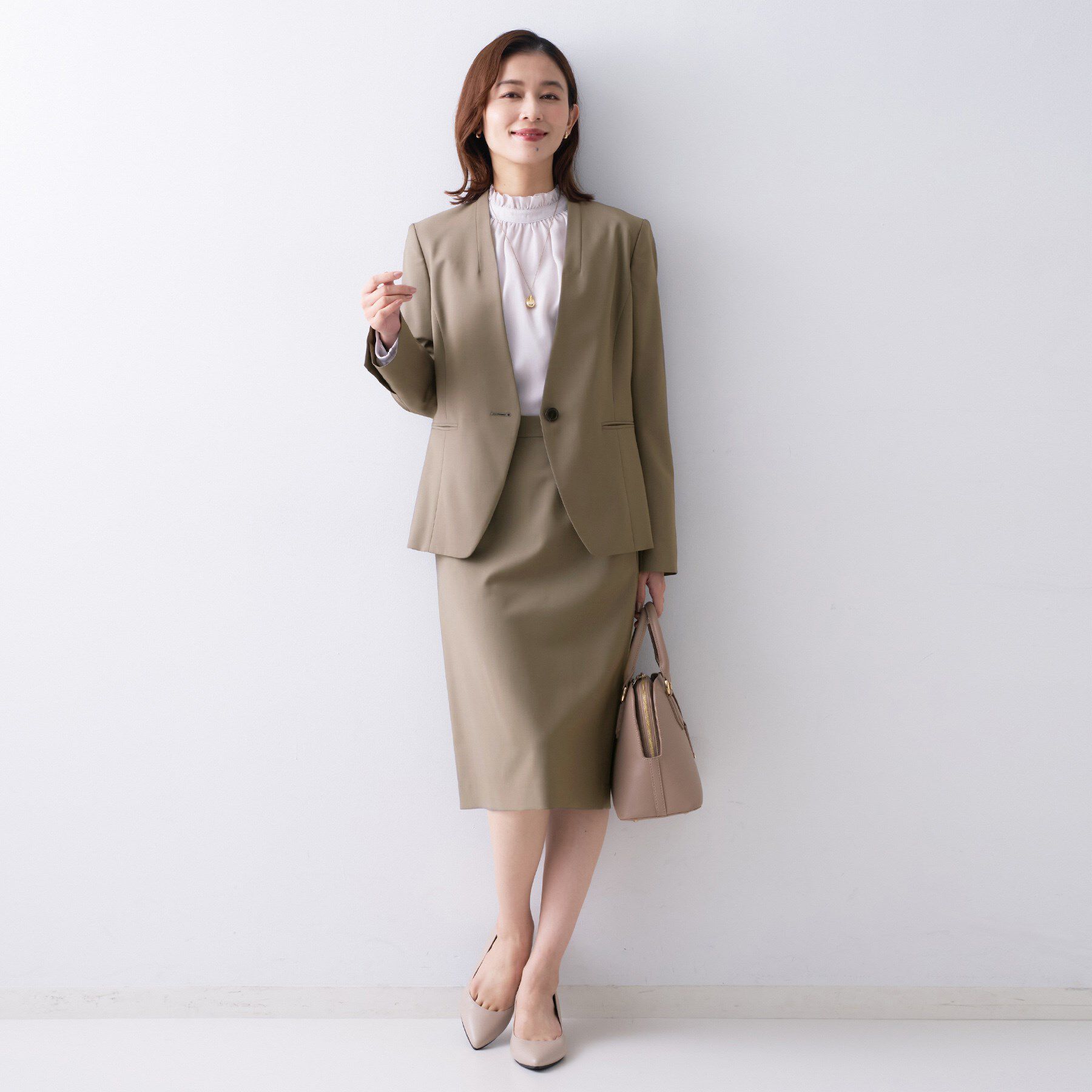 UNTITLED「【仕事着/スーツ】プレミアムカラーレスジャケット」|ノーカラージャケット|