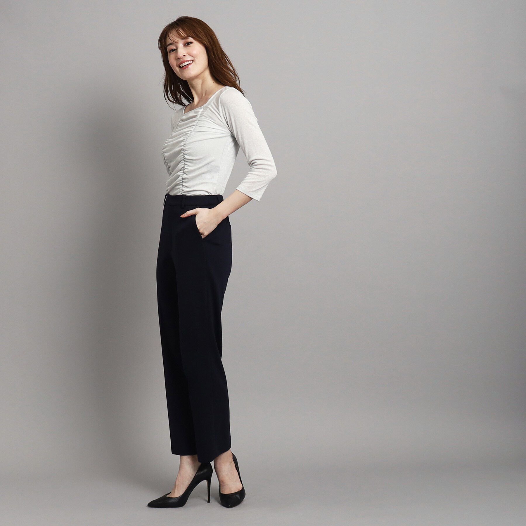 COUP DE CHANCE「新色追加【洗える/日本製/ジャケットインナーにおすすめ】華やかギャザーラメジャージ」|Tシャツ・カットソー|