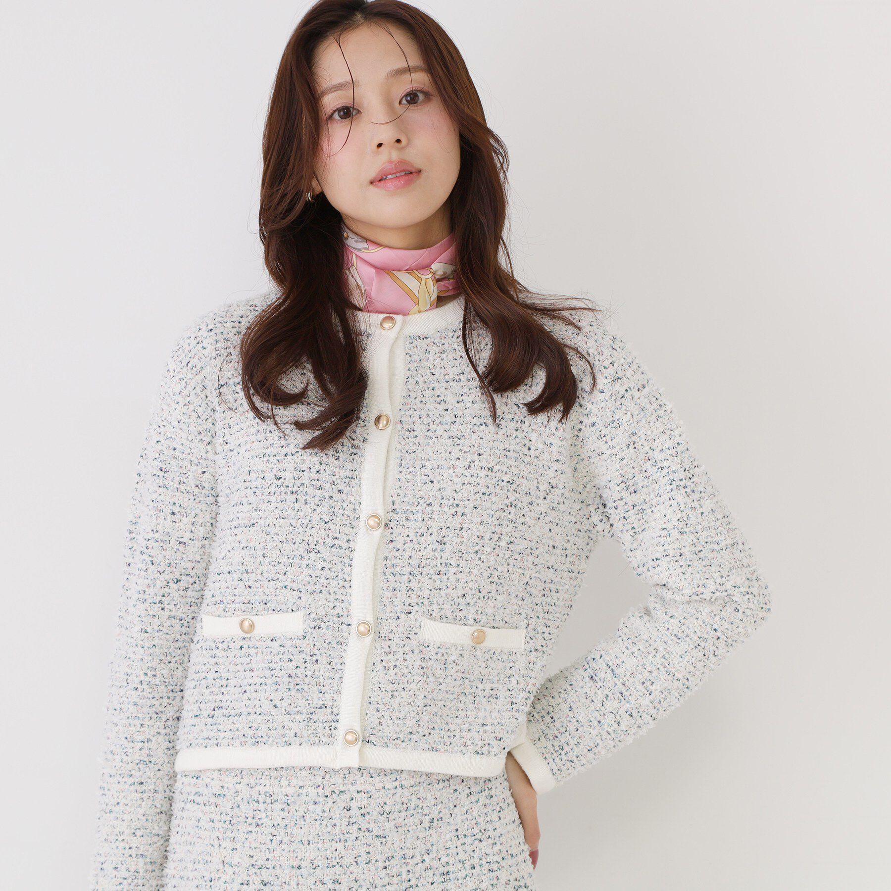 COUP DE CHANCE「【洗える/セットアップ可】ツィード調ニットカーディガン」|カーディガン|