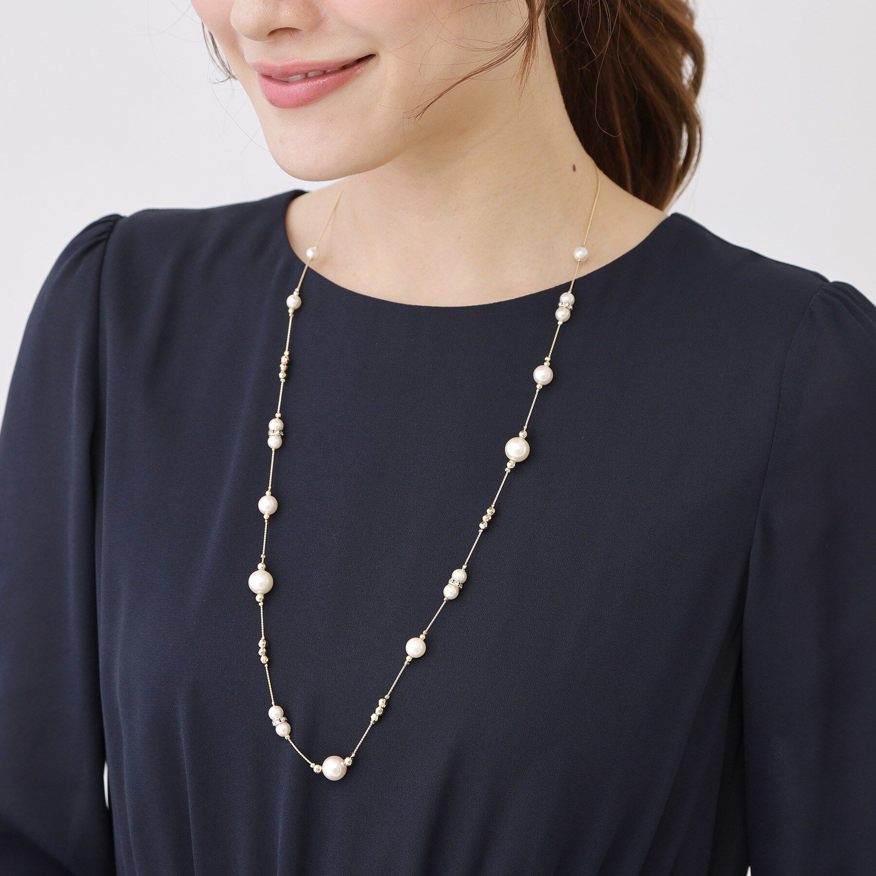 COUP DE CHANCE「ロングパール調ネックレス／国産人工真珠／チェコ装飾／セレモニー」|ネックレス|