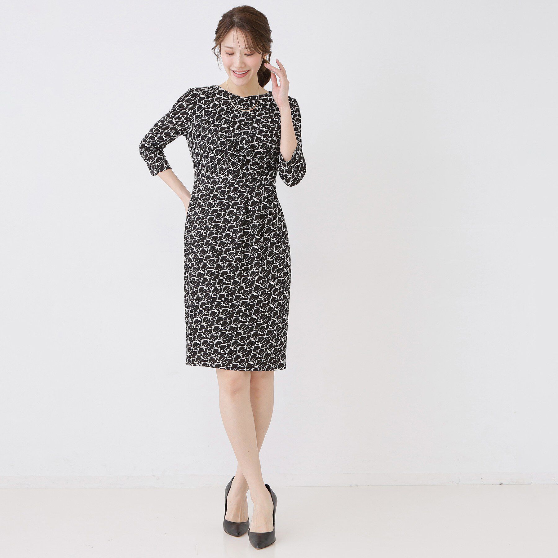 COUP DE CHANCE「【手洗い可／日本製／ジャージ素材】ジオメトリック柄ワンピース」|ワンピース|
