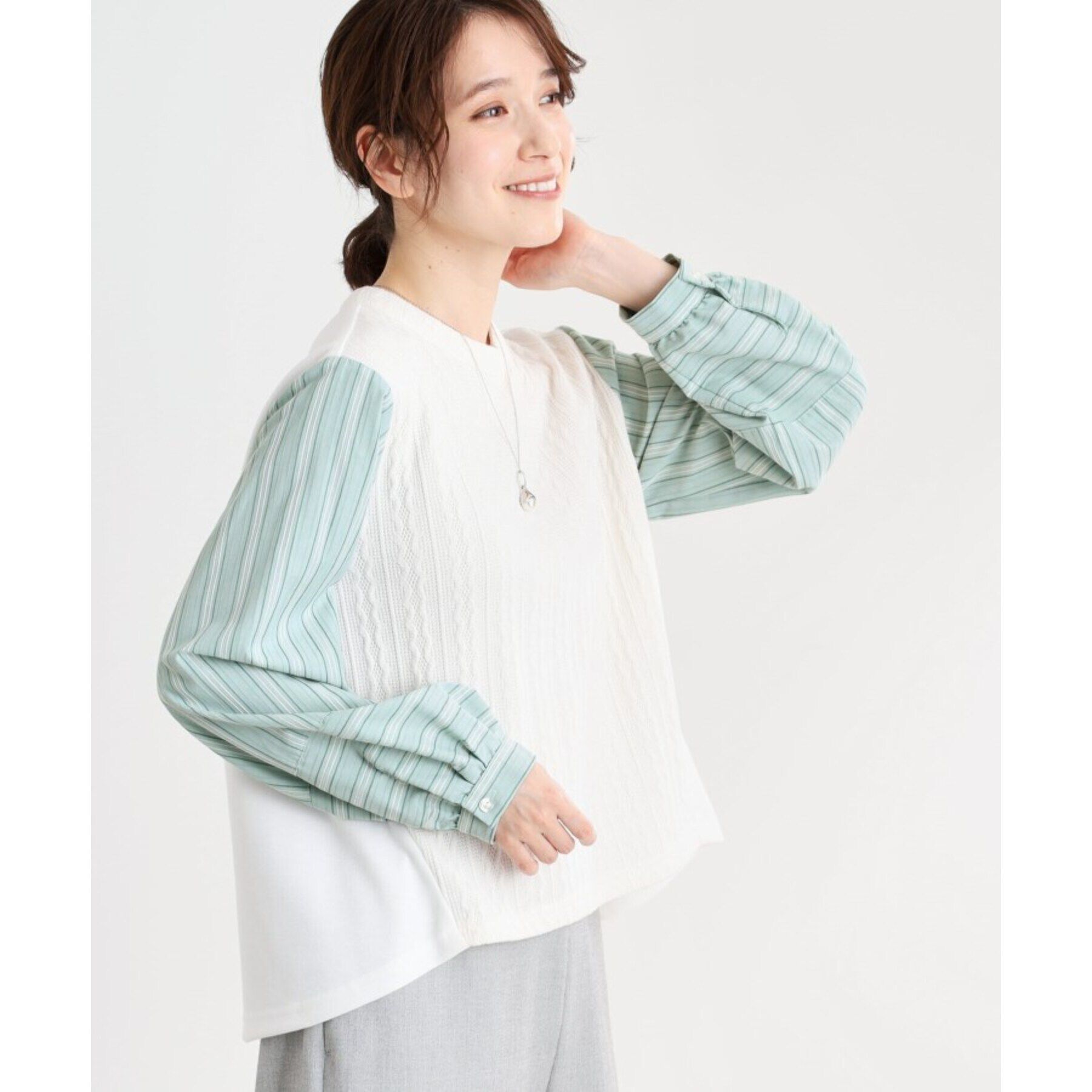 Reflect「【夏SALE／E‐QUALITY／洗える】異素材ミックスプルオーバー」|Tシャツ・カットソー|