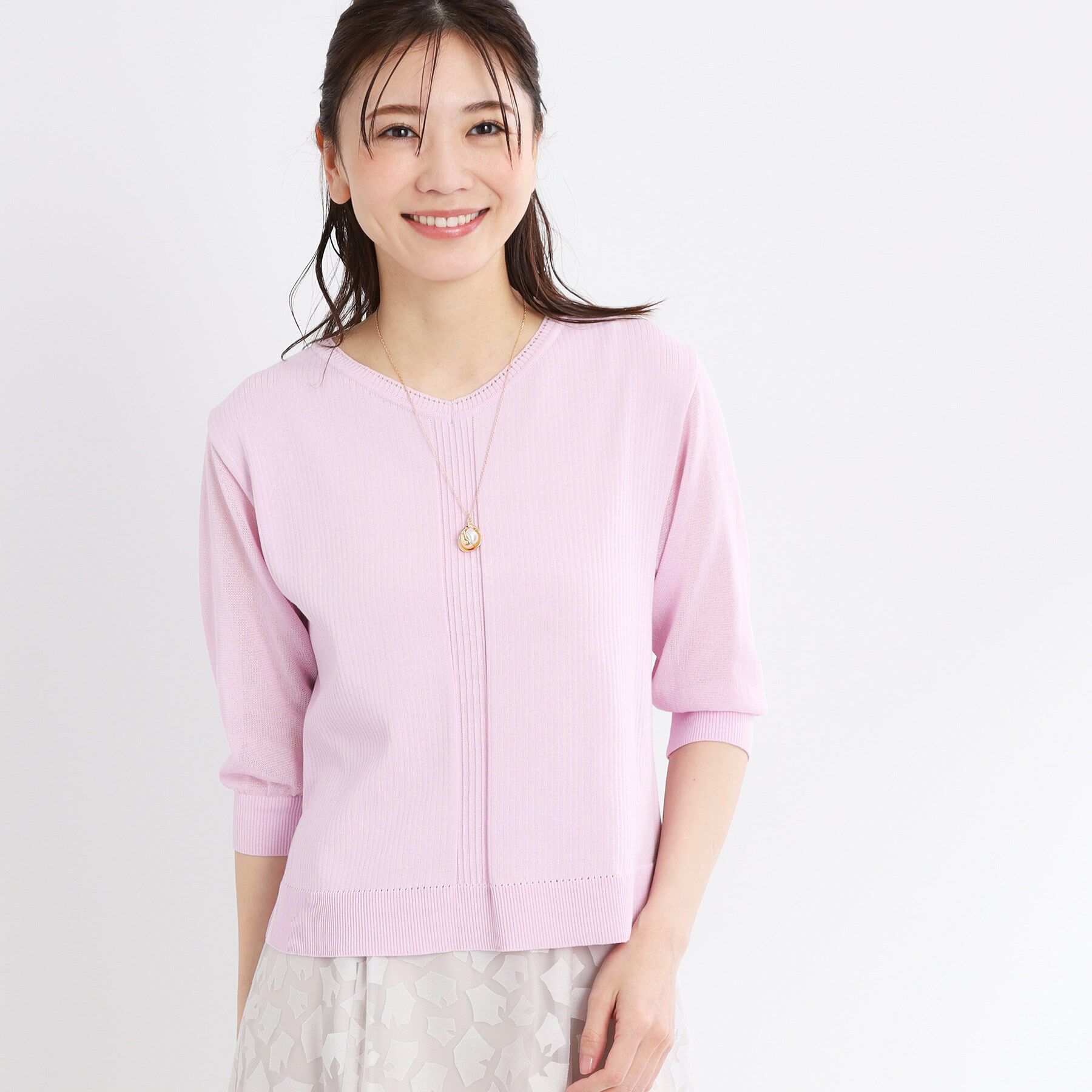 Reflect「【WEB先行カラーあり／手洗い可】透かし柄デザインニット」|ニット・セーター|