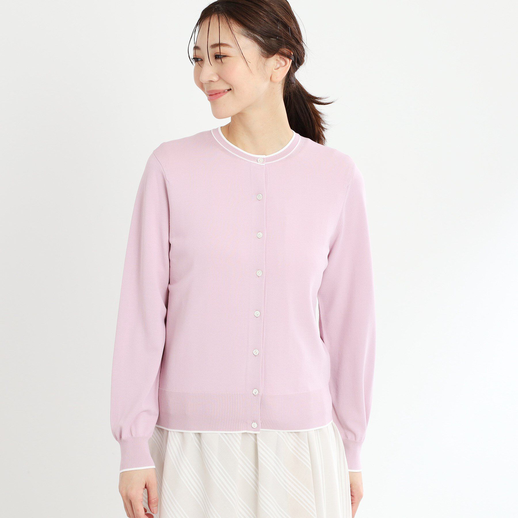 Reflect「【手洗い可／アンサンブル可】バイカラーカーディガン」|カーディガン|