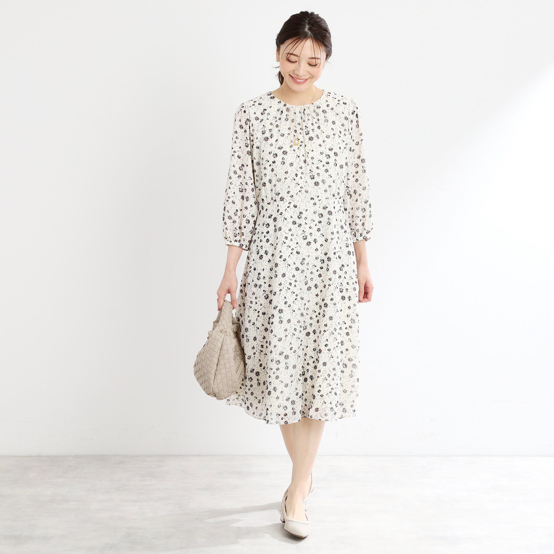Reflect「【マシンウォッシュ可】フラワープリントワンピース」|ワンピース|