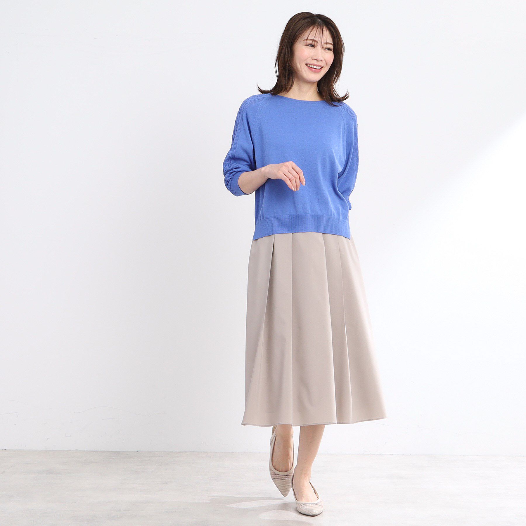 Reflect「【WEB先行カラーあり／手洗い可】透かし柄スリーブニット」|ニット・セーター|