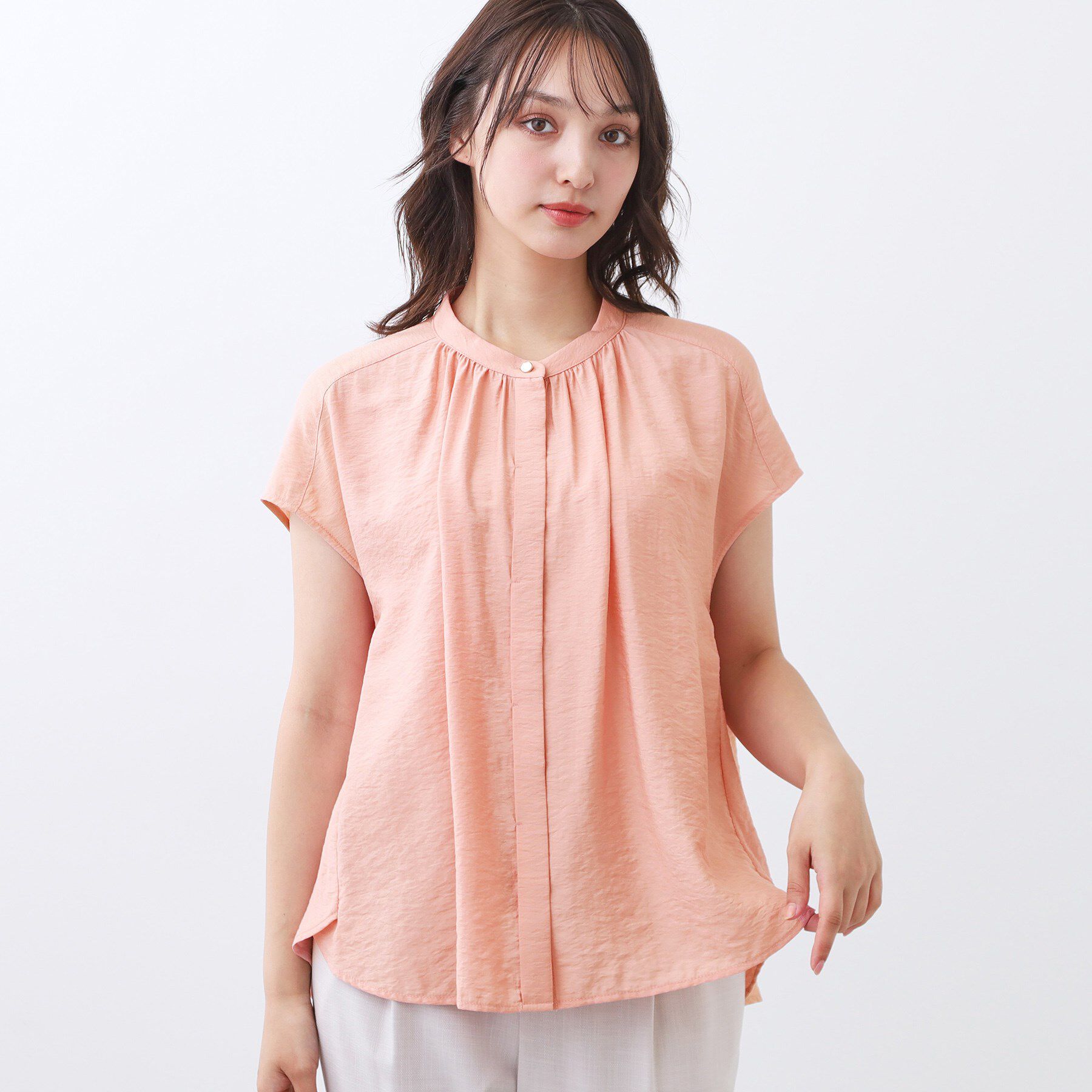 Reflect「【二の腕さりげなくカバー】バンドカラーブラウス」|シャツ・ブラウス|