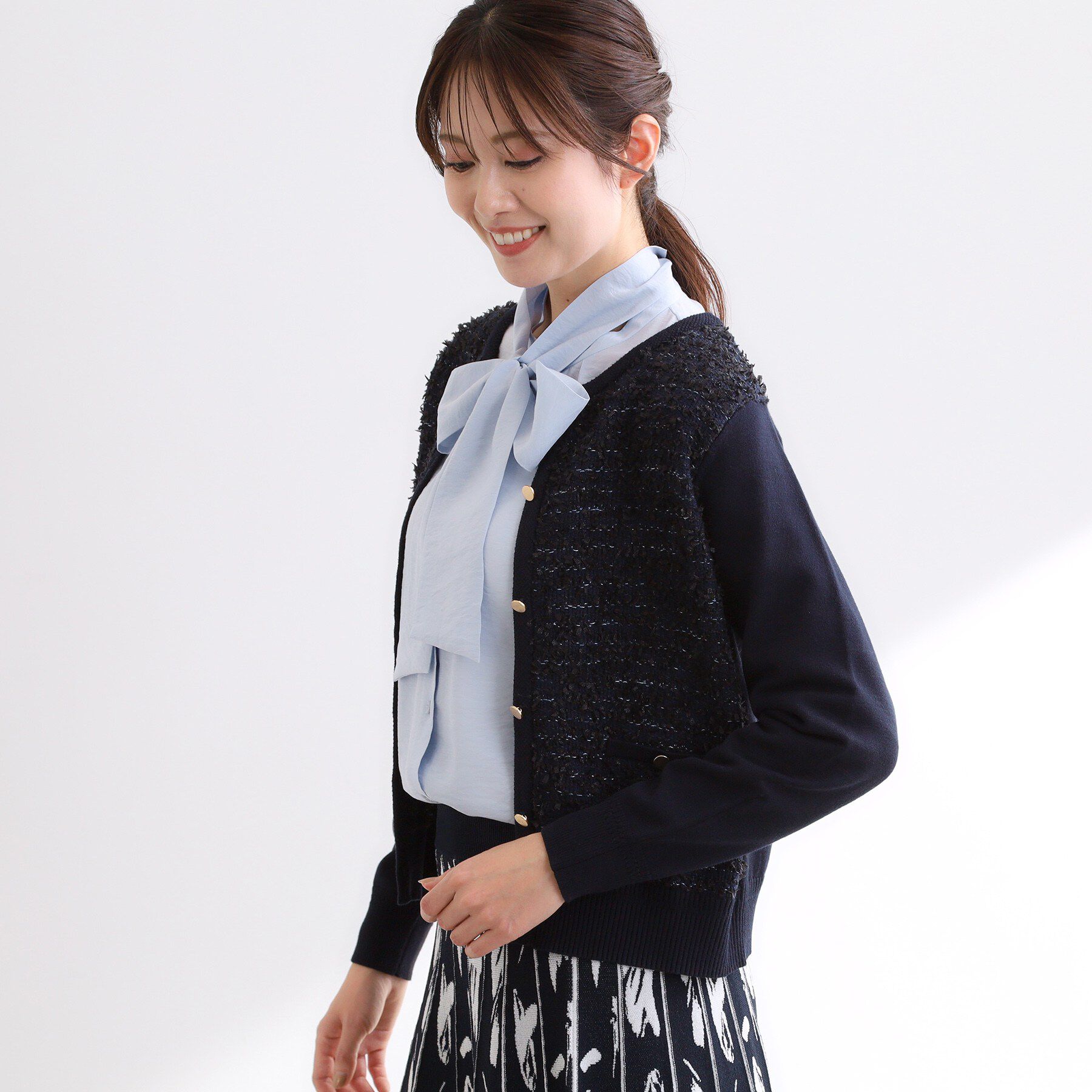 Reflect「【着映え◎】ツイード風ニットカーディガン」|カーディガン|