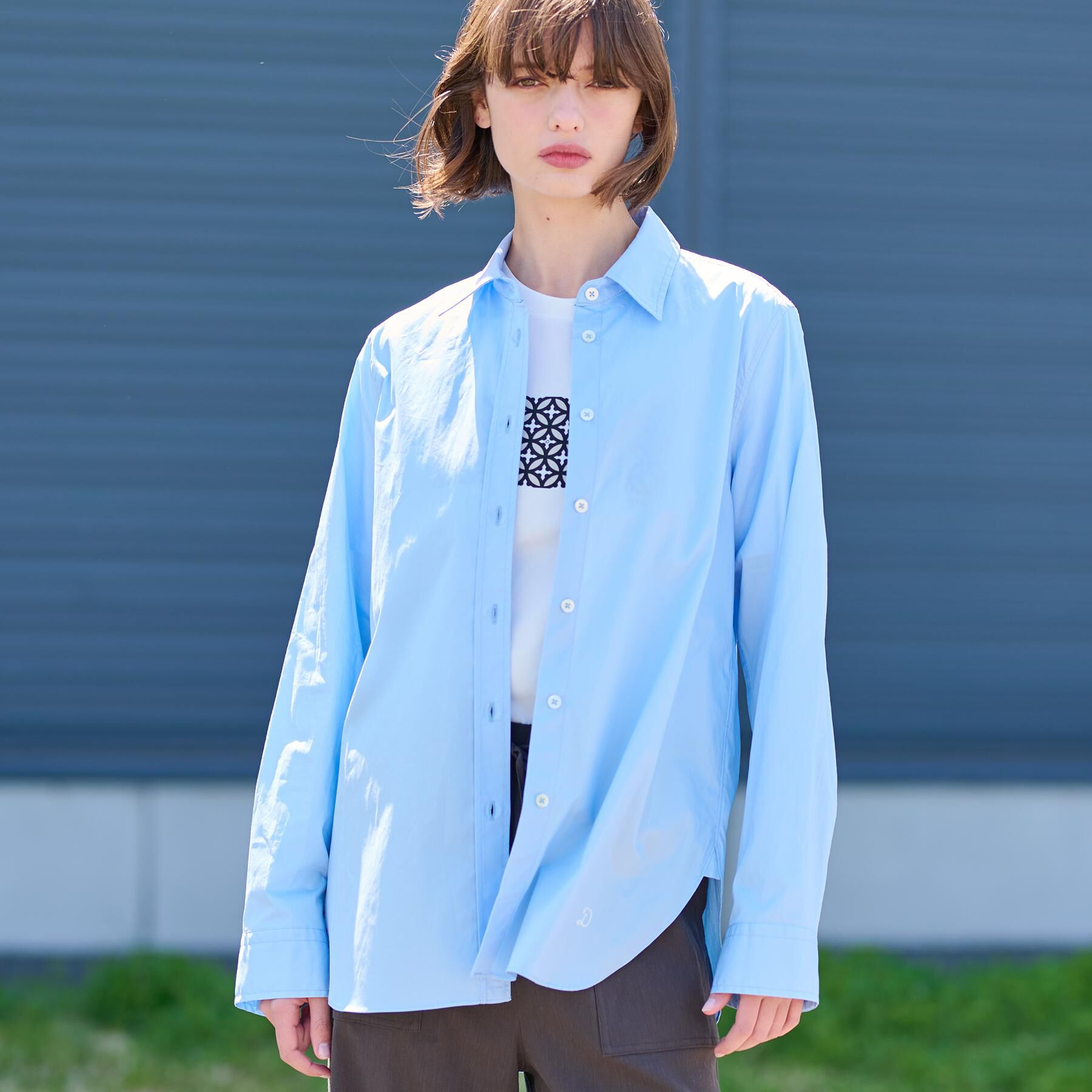 DRESSTERIOR「【CLASSY.12月号掲載】オーバーサイズシャツ」|シャツ・ブラウス|サックスブルー(09