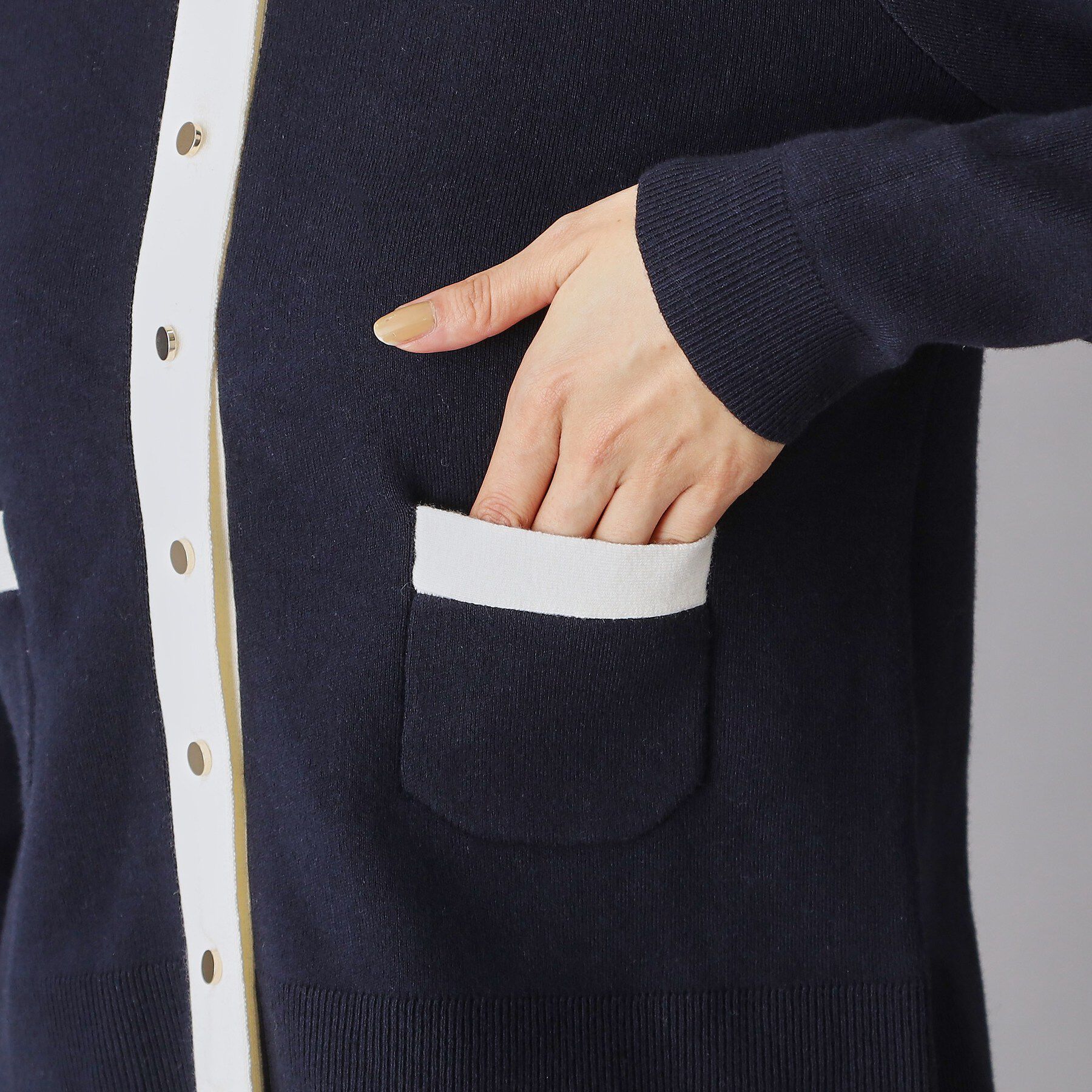 DRESSTERIOR「ウォッシャブルコットンカシミヤ配色カーディガン」|カーディガン|