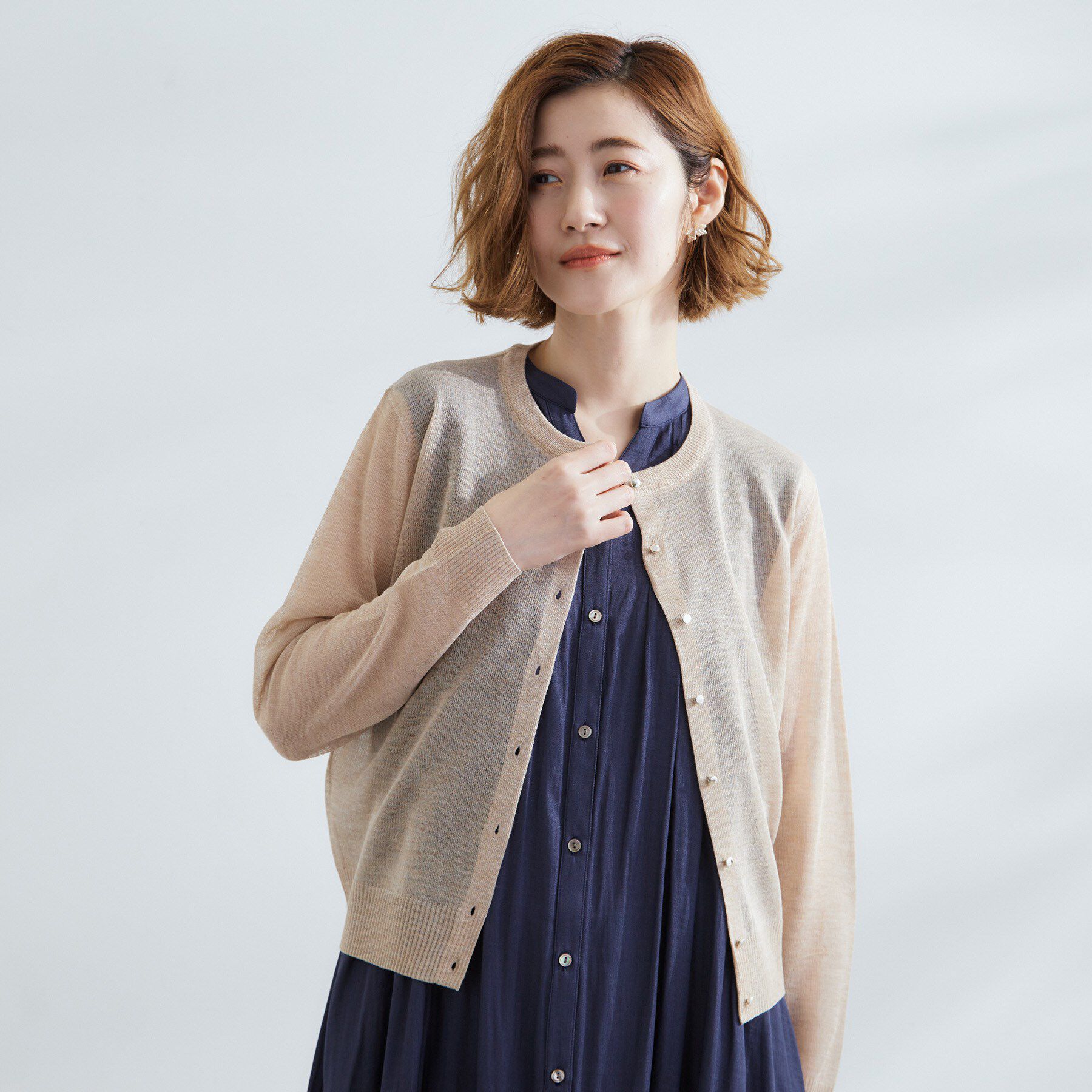 grove「【雑誌掲載】洗えるシアーカーディガン」|カーディガン|ライトベージュ(05