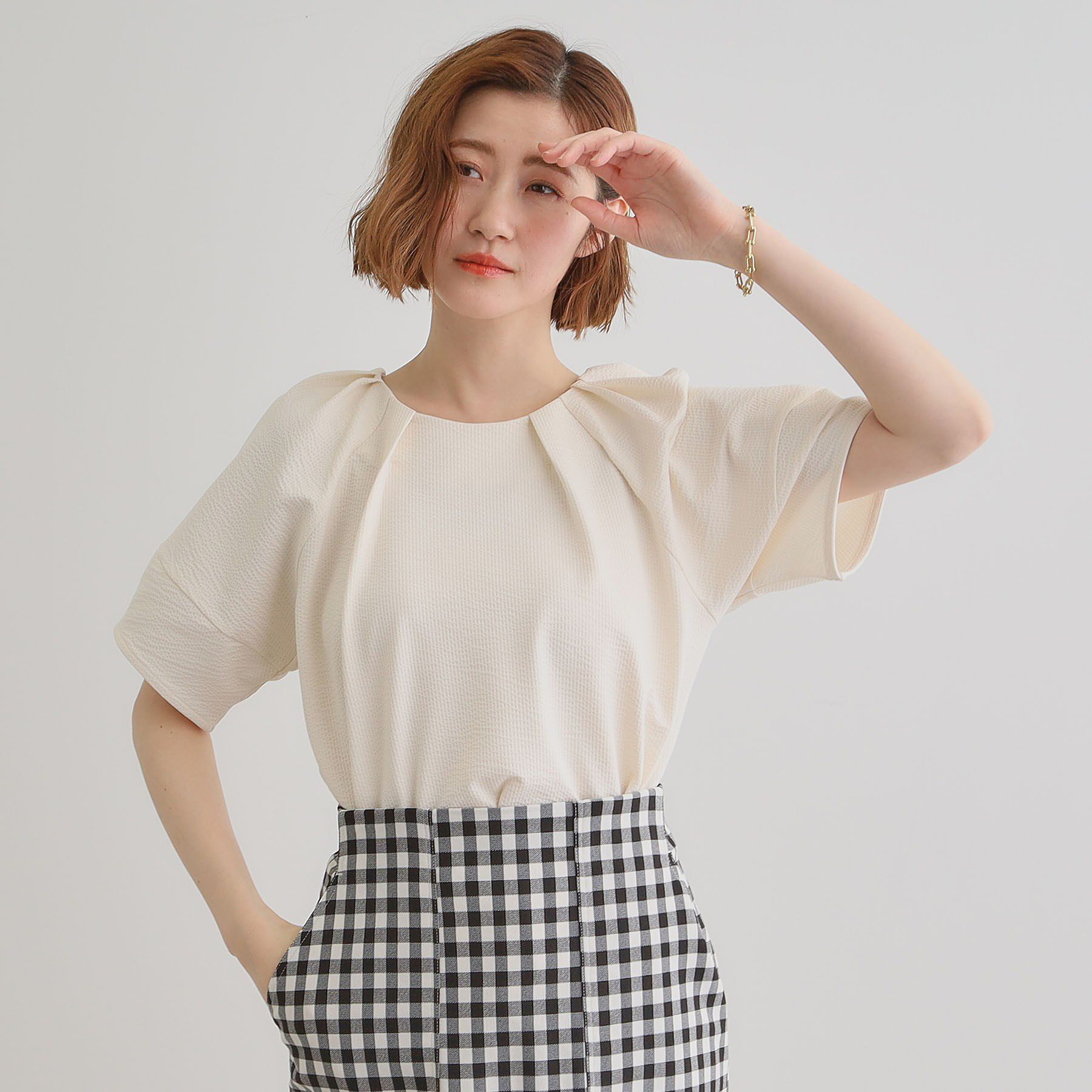 grove「楽してきまる ランタンスリーブプルオーバー」|Tシャツ・カットソー|オフホワイト(003