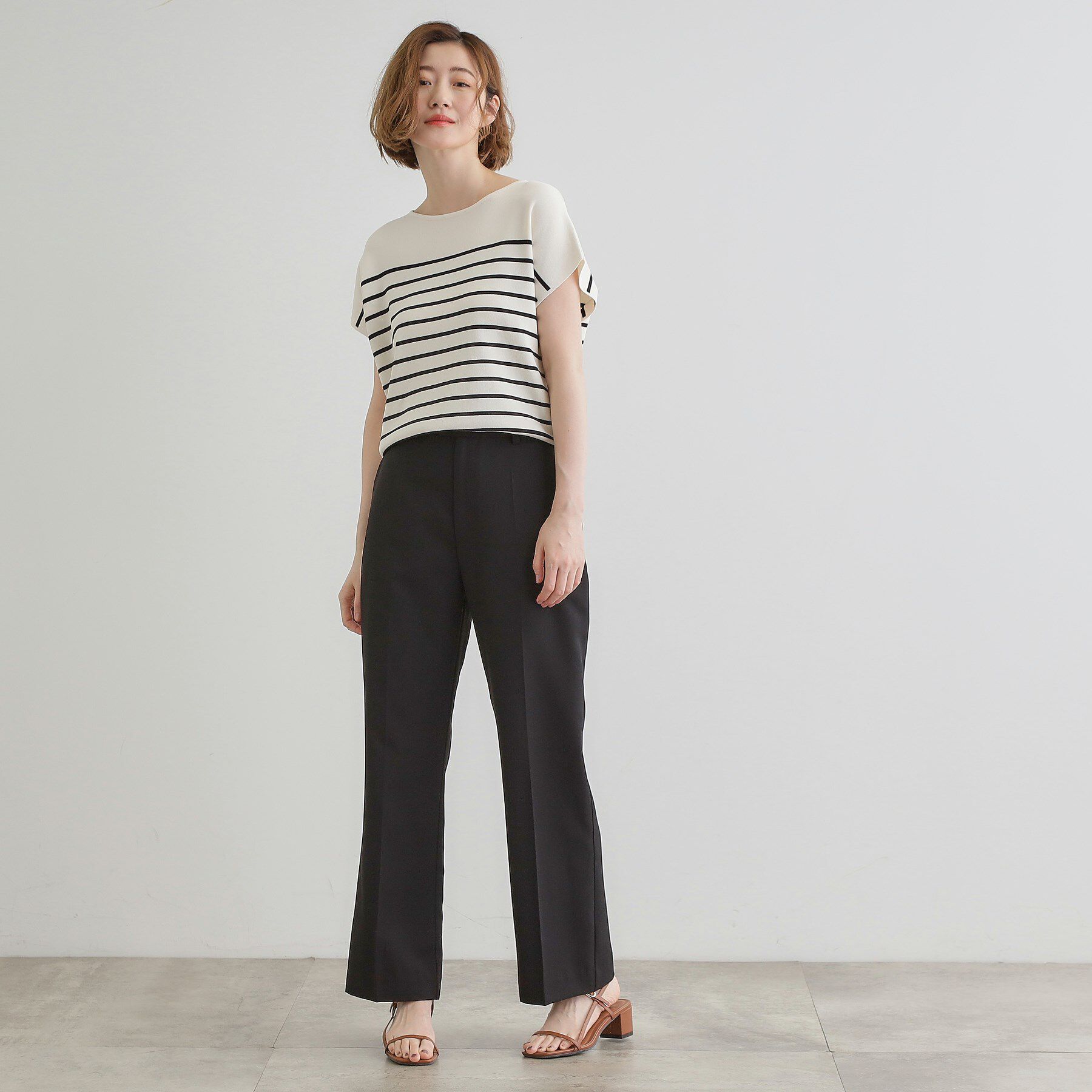 grove「【嬉しい機能付き】やわらかドライタッチフレンチスリーブニット」|ニット・セーター|