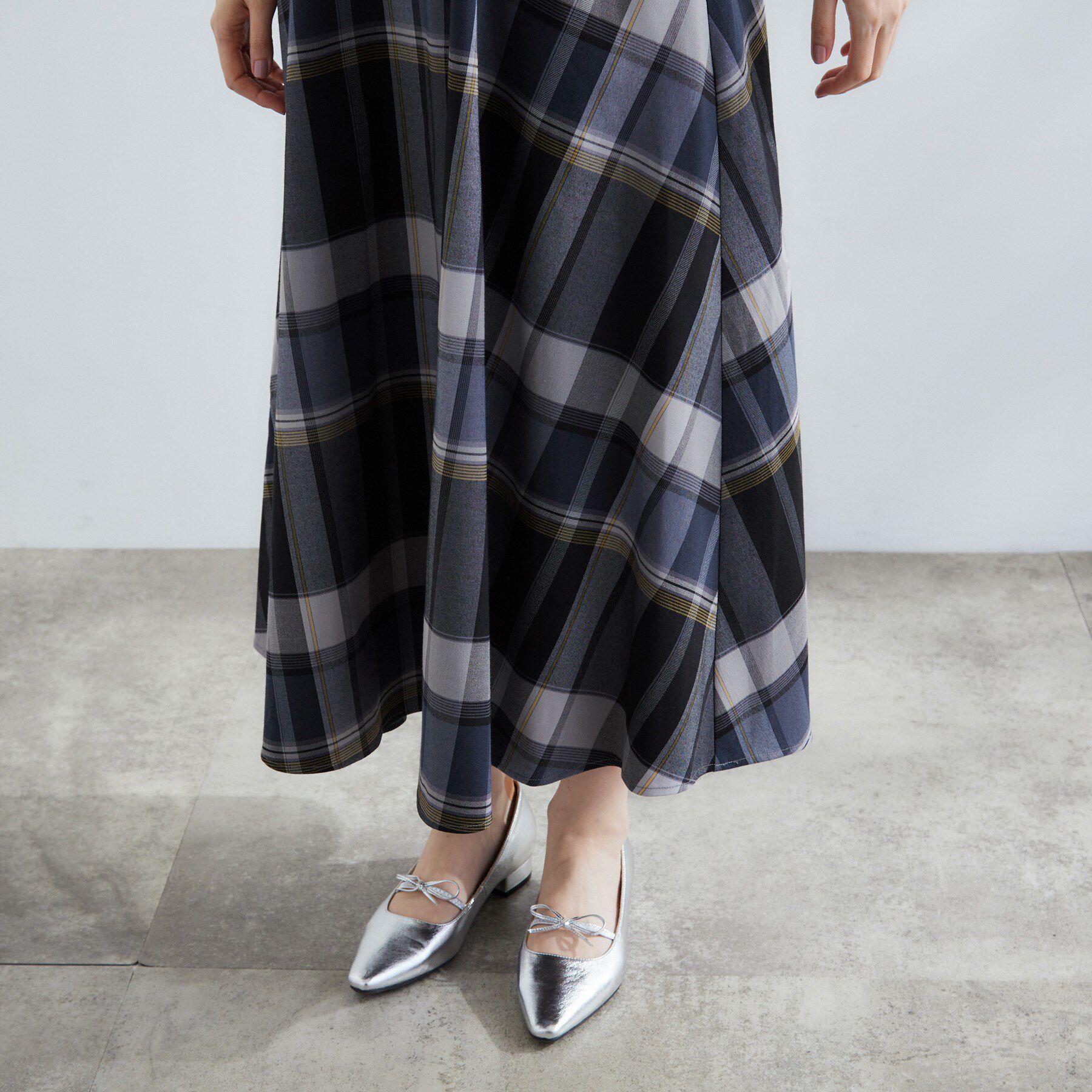 grove「秋を先取り！ビッグチェック フィット＆フレアワンピース」|ワンピース|