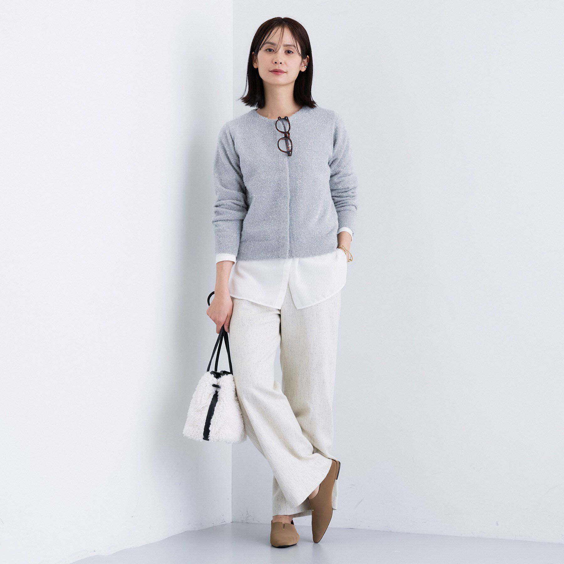 INDIVI「【褒められパンツ／ウール混】ウォームウール ワイドパンツ」|その他|