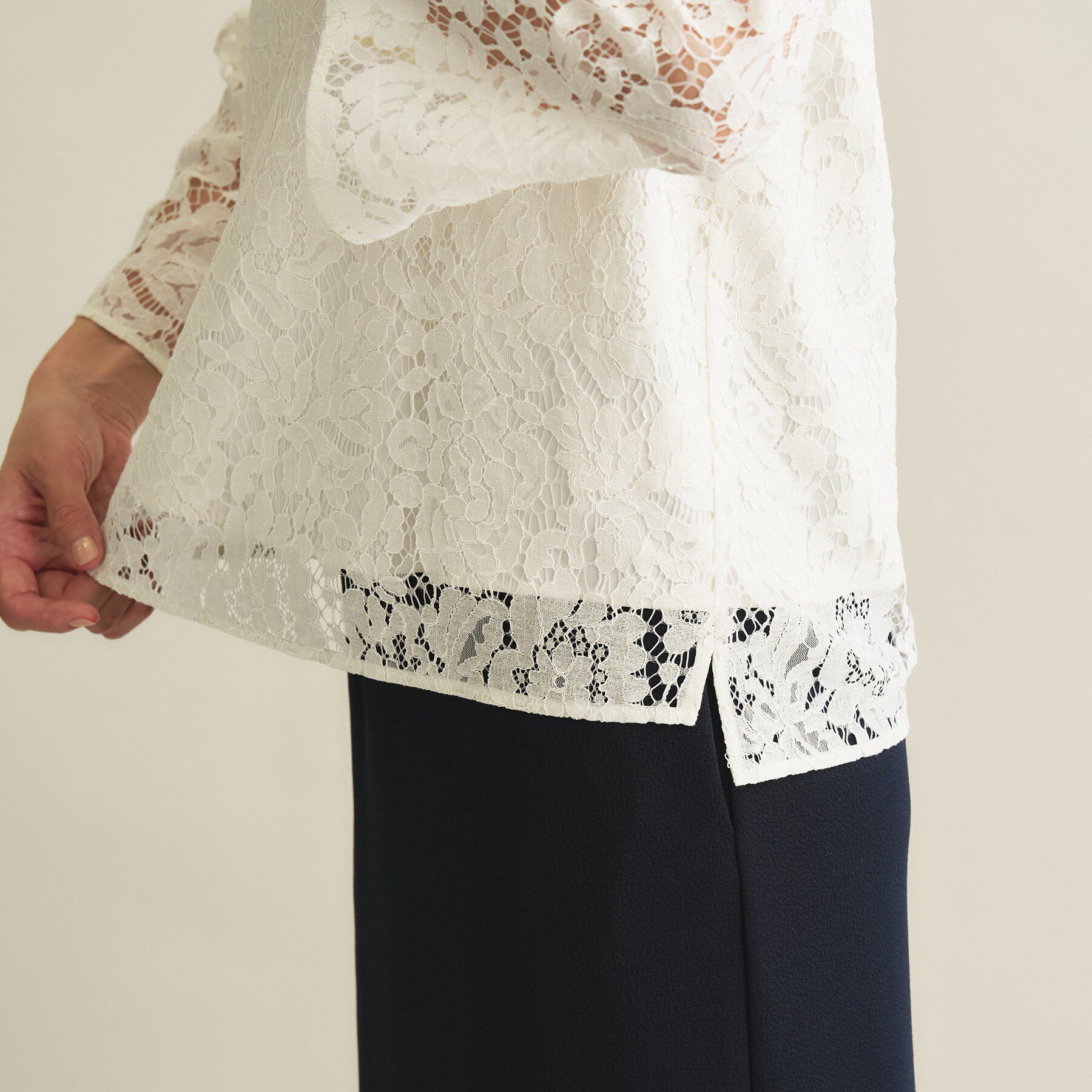 INDIVI「【洗える／セレモニー】フラワーレースブラウス」|シャツ・ブラウス|