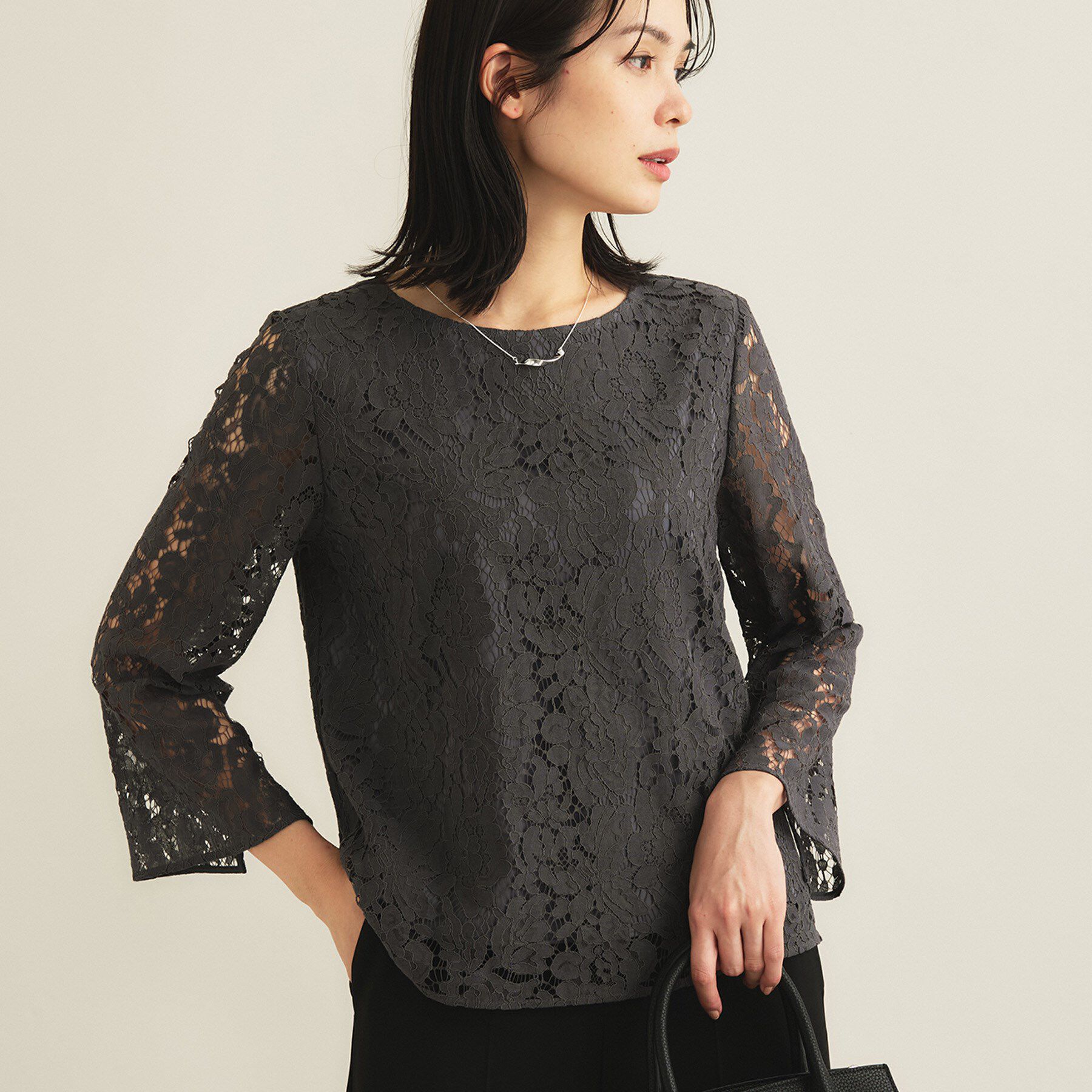 INDIVI「【洗える／セレモニー】フラワーレースブラウス」|シャツ・ブラウス|