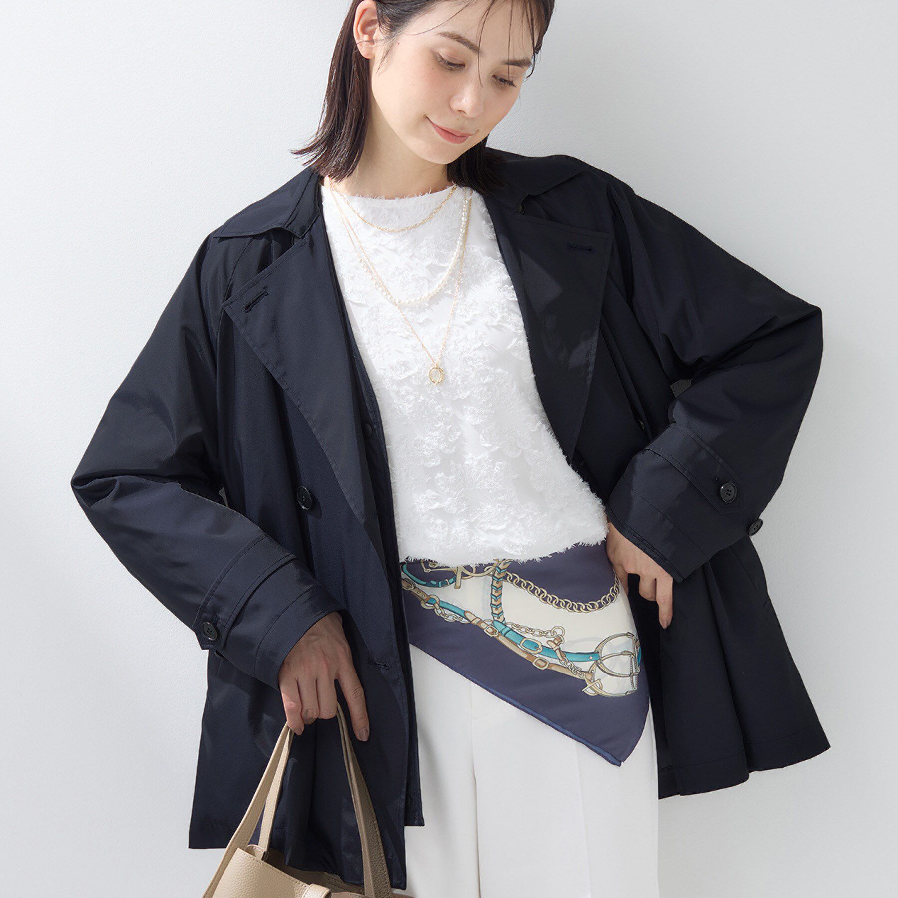 INDIVI「【撥水／UVケア／2WAY】超軽量ライナー付ライトトレンチコート」|トレンチコート|ネイビー(094)