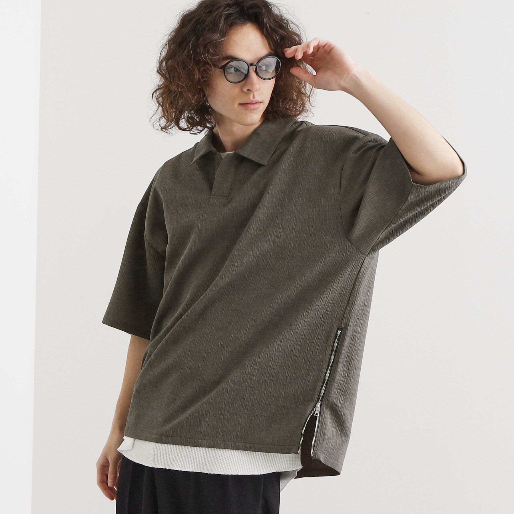 tk.TAKEO KIKUCHI「【セットアップ対応】テッククレープスキッパーシャツ」|シャツ・ブラウス|チャコールグレー(0