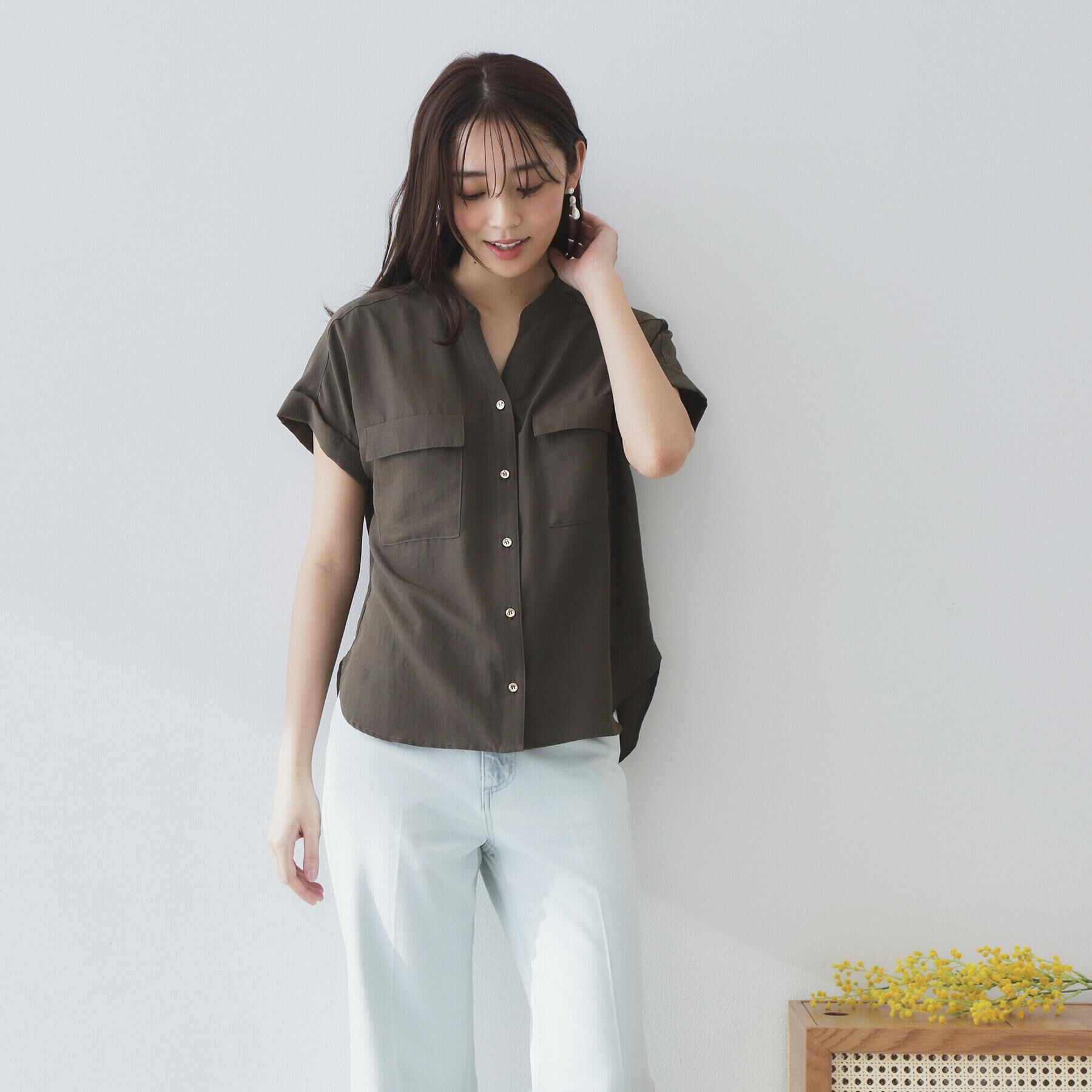 index「ダブルポケットスキッパーブラウス【洗濯機洗い可/イージーアイロン】」|シャツ・ブラウス|