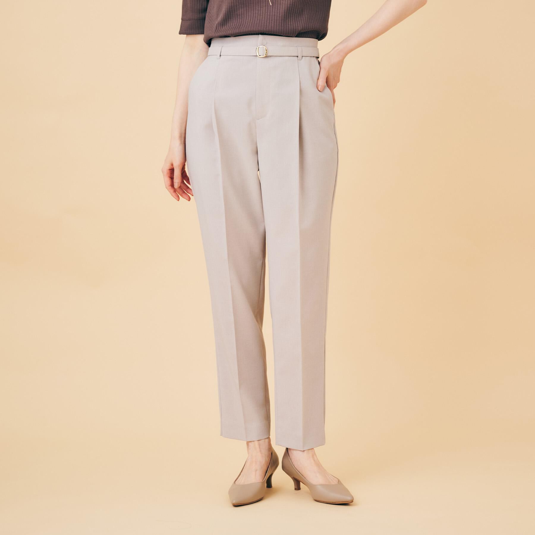 index「ベルト付きストレッチテーパードパンツ/セットアップ可【洗濯機洗い可/吸水速乾/接触冷感】」|その他|