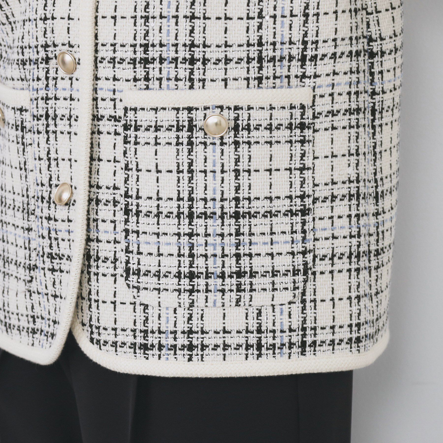 index「チェックツイードジャケットコート/セットアップ対応【洗える】」|ノーカラージャケット|