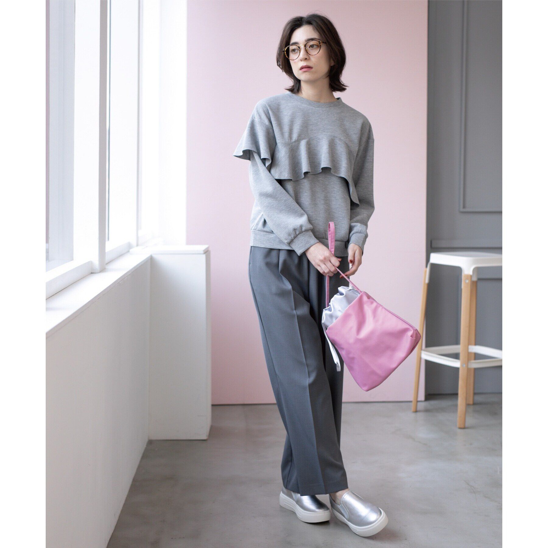 OPAQUE.CLIP「フリルアシメトップス【洗濯機洗い可】」|Tシャツ・カットソー|