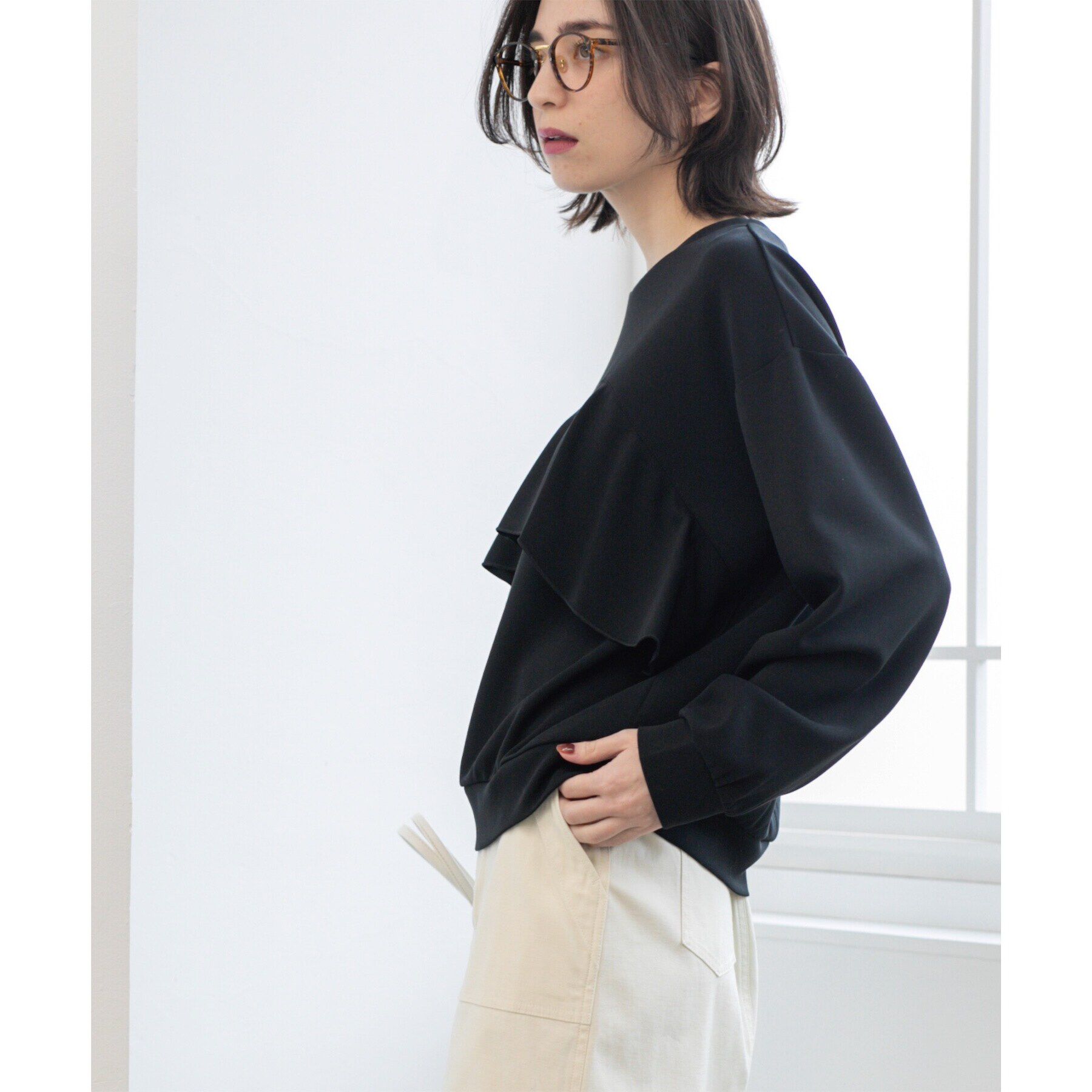 OPAQUE.CLIP「フリルアシメトップス【洗濯機洗い可】」|Tシャツ・カットソー|