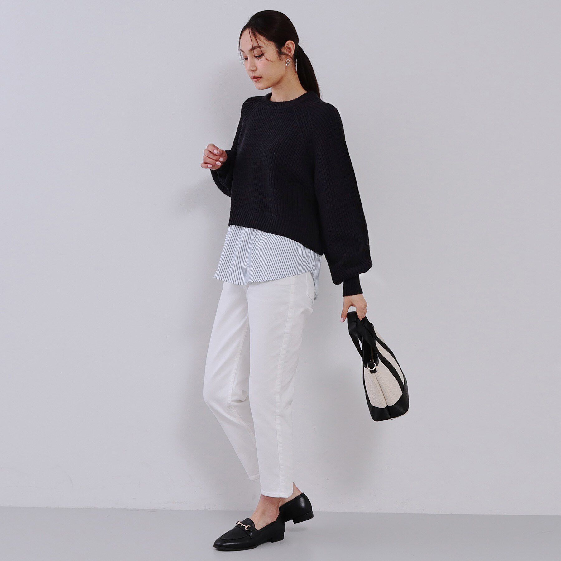 OPAQUE.CLIP「レイヤード風ミドルゲージニット【洗濯機洗い可】」|ニット・セーター|