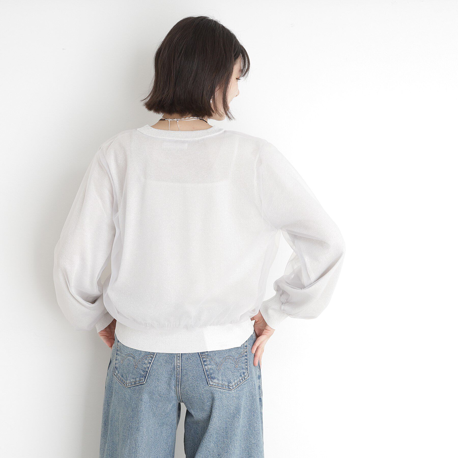 THE SHOP TK「チュール&times;ラメニット【洗える】」|ニット・セーター|