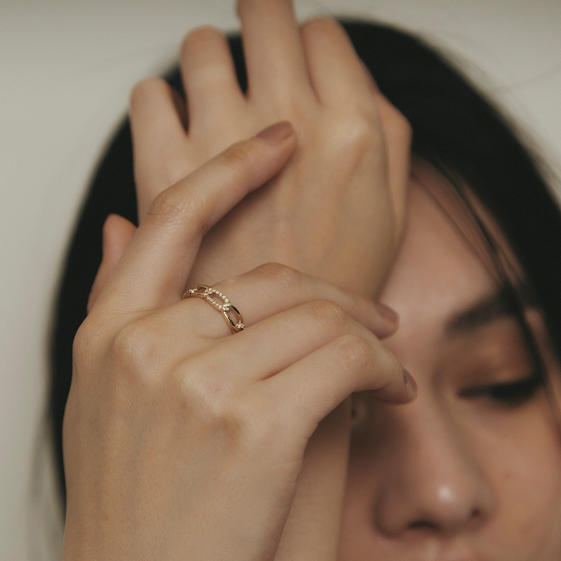 COCOSHNIK「K10ダイヤモンド キヘイチェーンモチーフ リング」|リング|