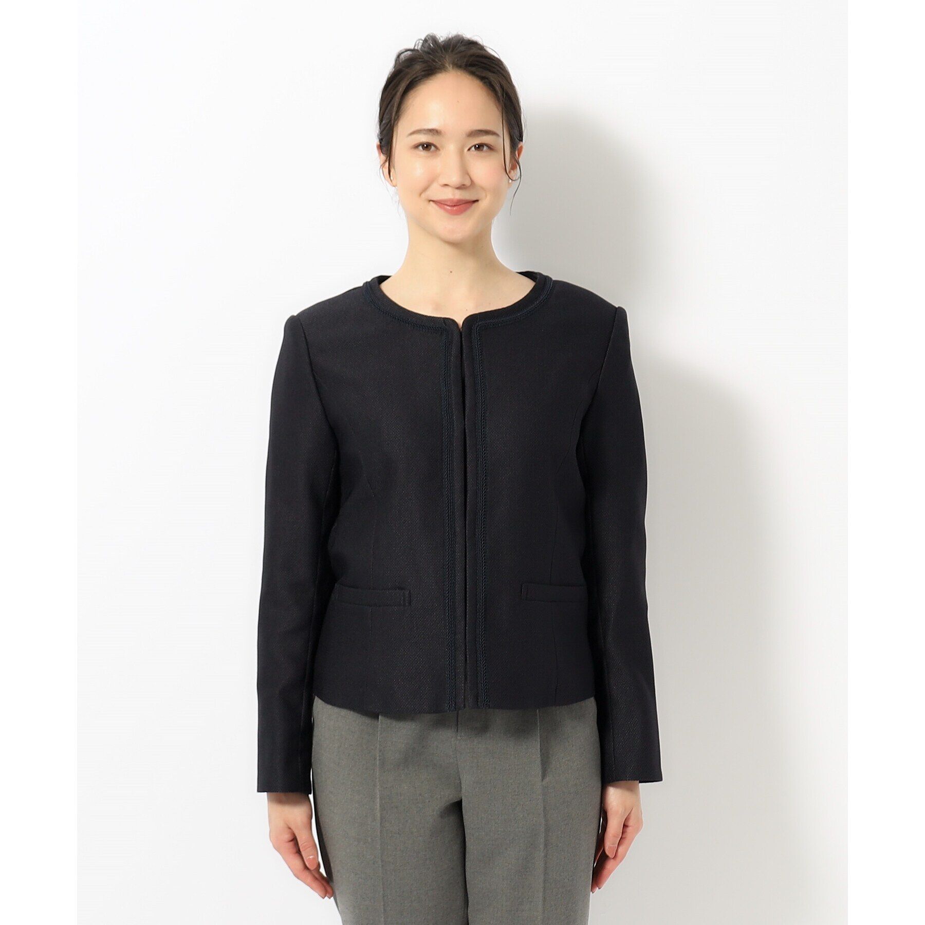 SHOO･LA･RUE「【S-5L/洗える】らくドビーノーカラージャケット」|ノーカラージャケット|