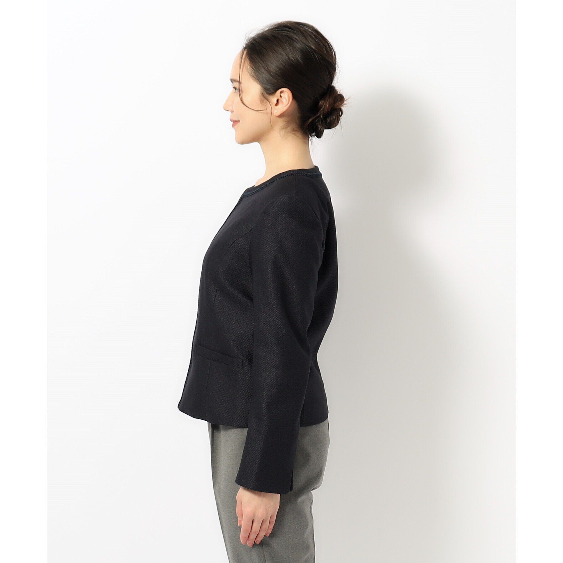 SHOO･LA･RUE「【S-5L/洗える】らくドビーノーカラージャケット」|ノーカラージャケット|