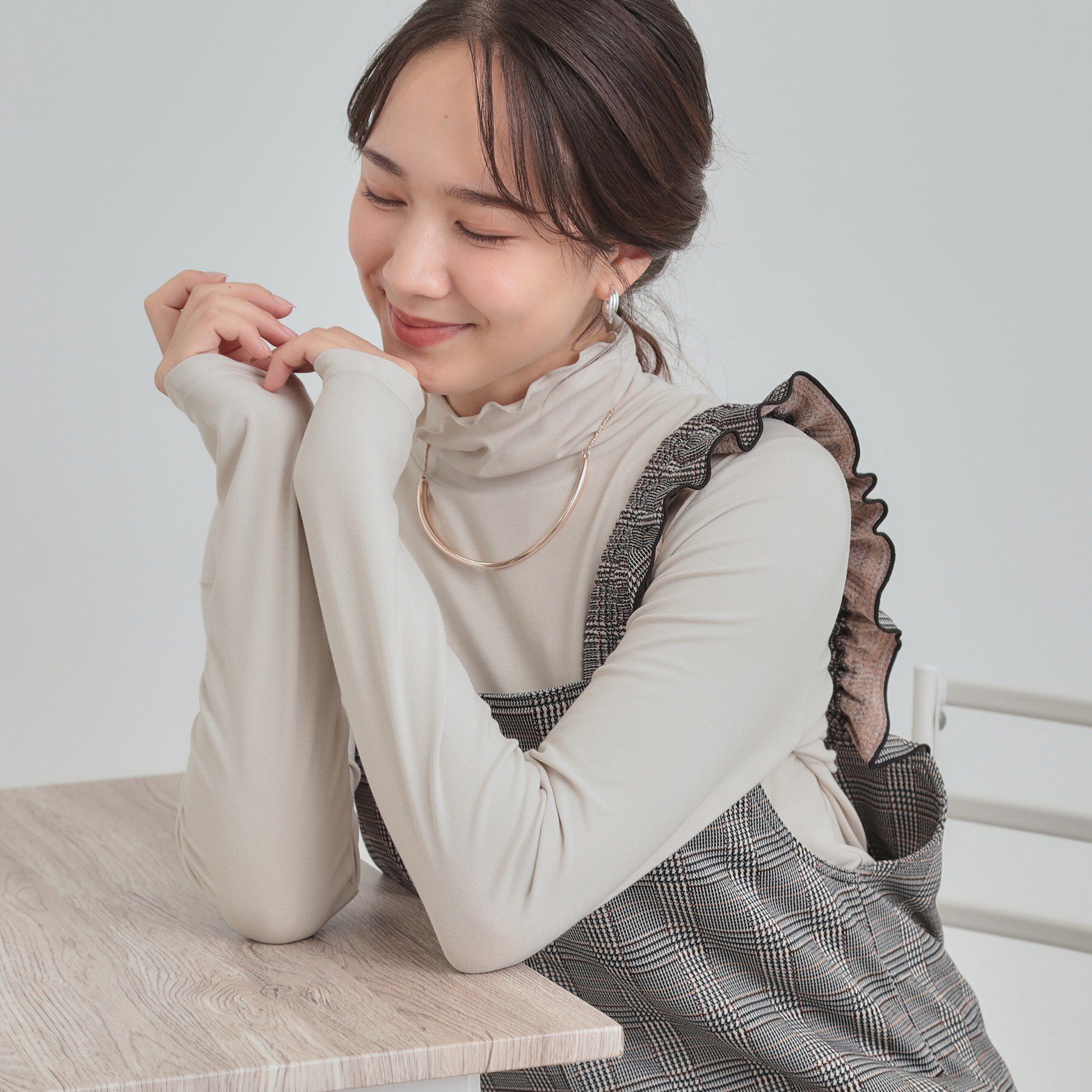 SHOO･LA･RUE「【あったか/S-LL】秋冬の救世主 タートルネックインナー」|Tシャツ・カットソー|グレージュ(050)