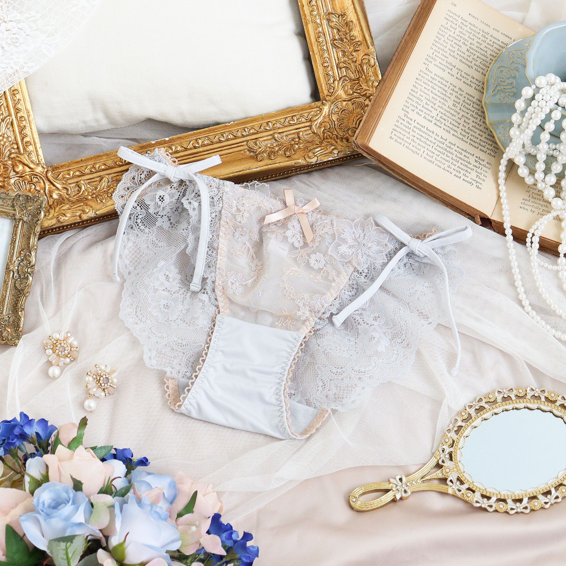 Risa Magli「アルベルタ リボンショーツ」|インナー|ライトグレー(011