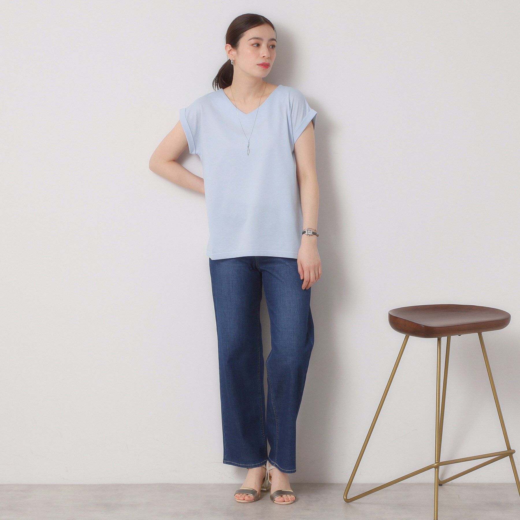 ITS&rsquo;DEMO「【吸水速乾／洗濯機OK／洗濯後しわになりにくい】カットミラノVネックプルオーバー」|Tシャツ・カットソー|