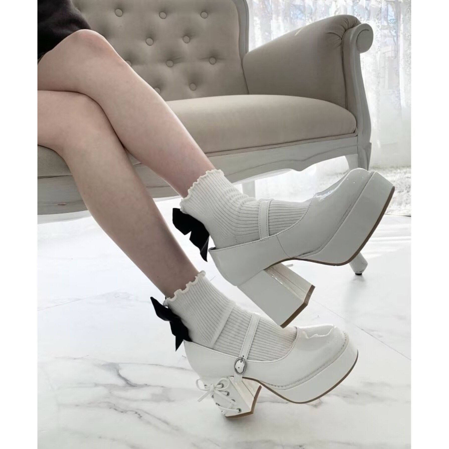 Doll Kiss「９色展開◆BIGリボン付きクルーソックス　靴下」|ソックス|