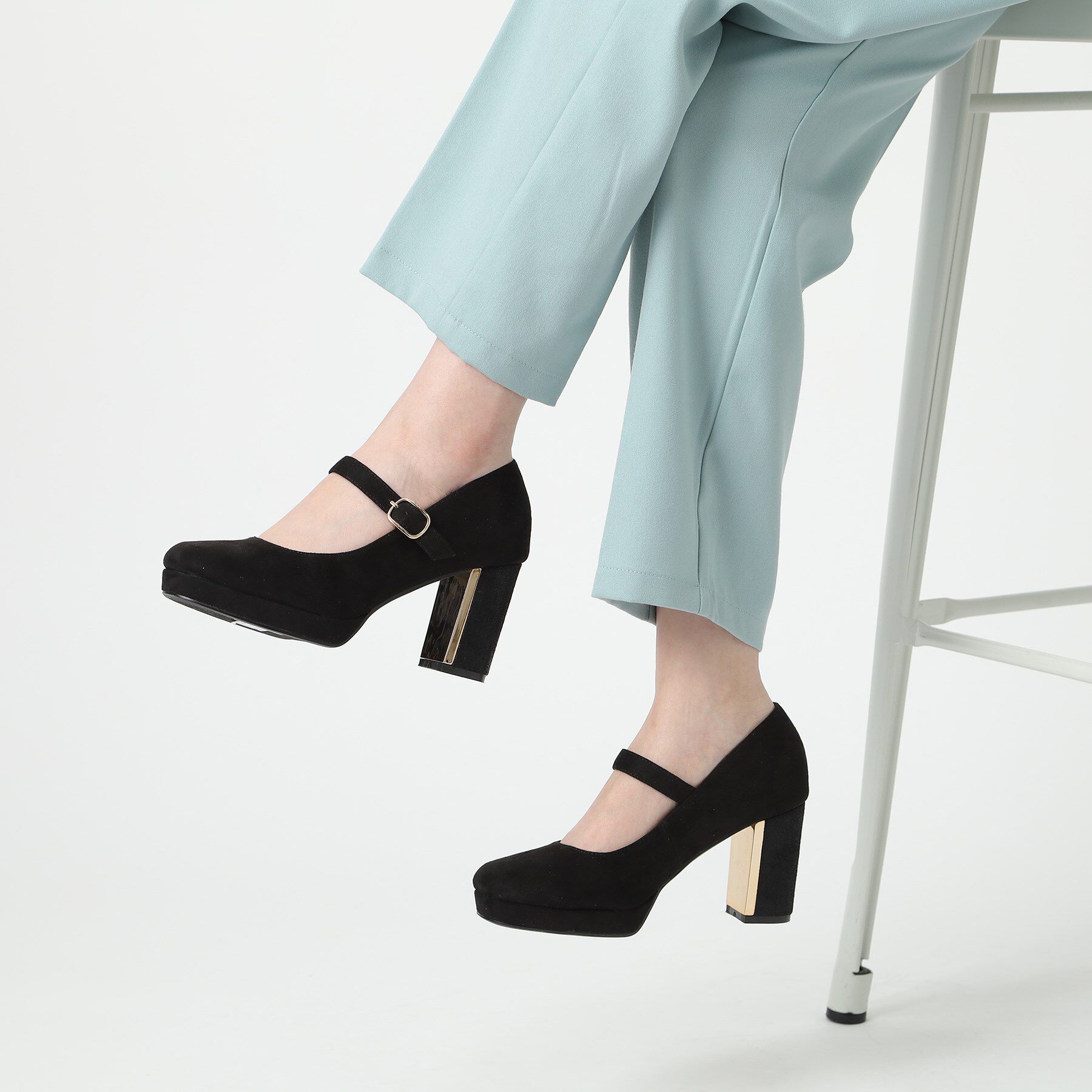 ESPERANZA「メッキプレートヒールストラップパンプス」|パンプス|