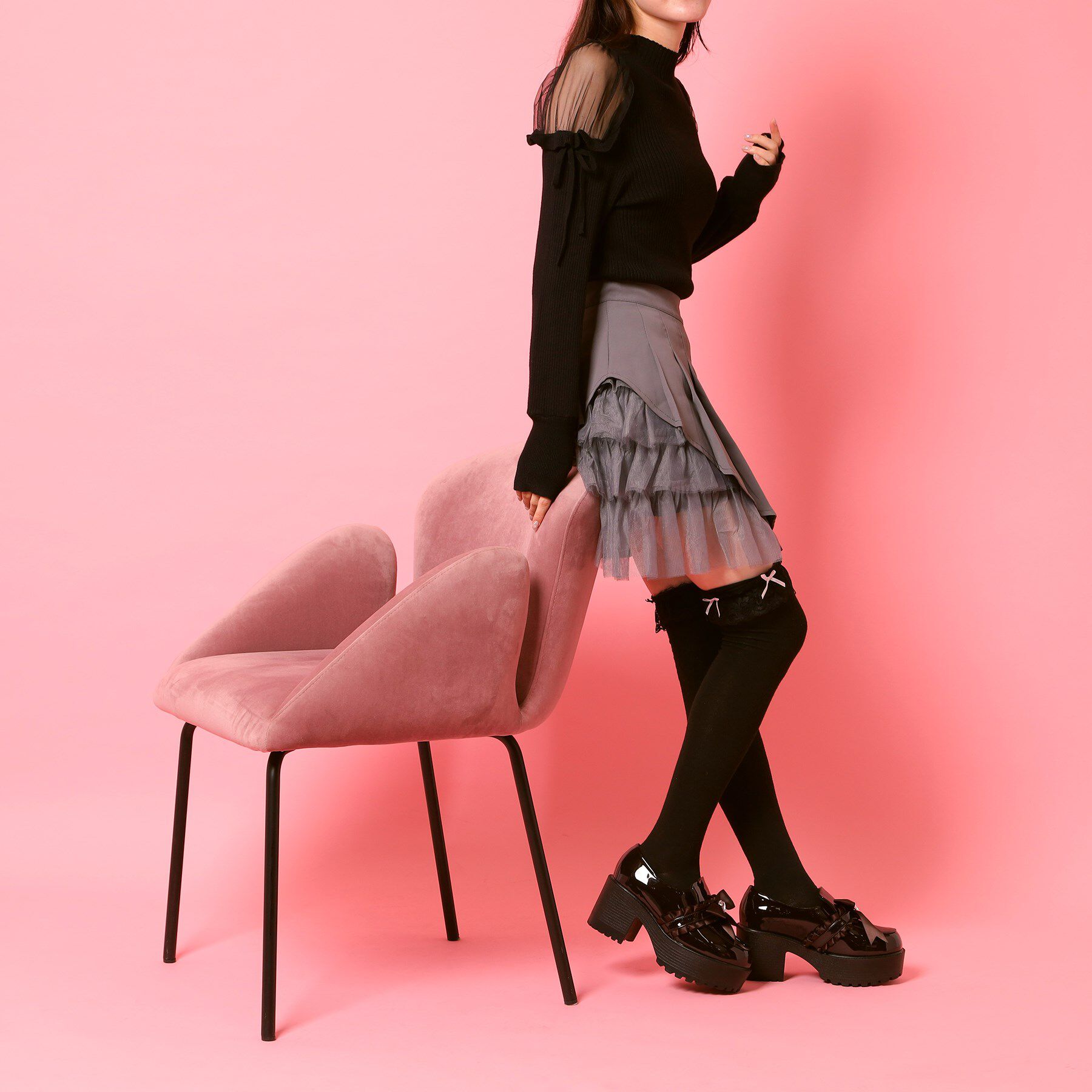 csT&P「リボン付厚底ローファーパンプス」|パンプス|