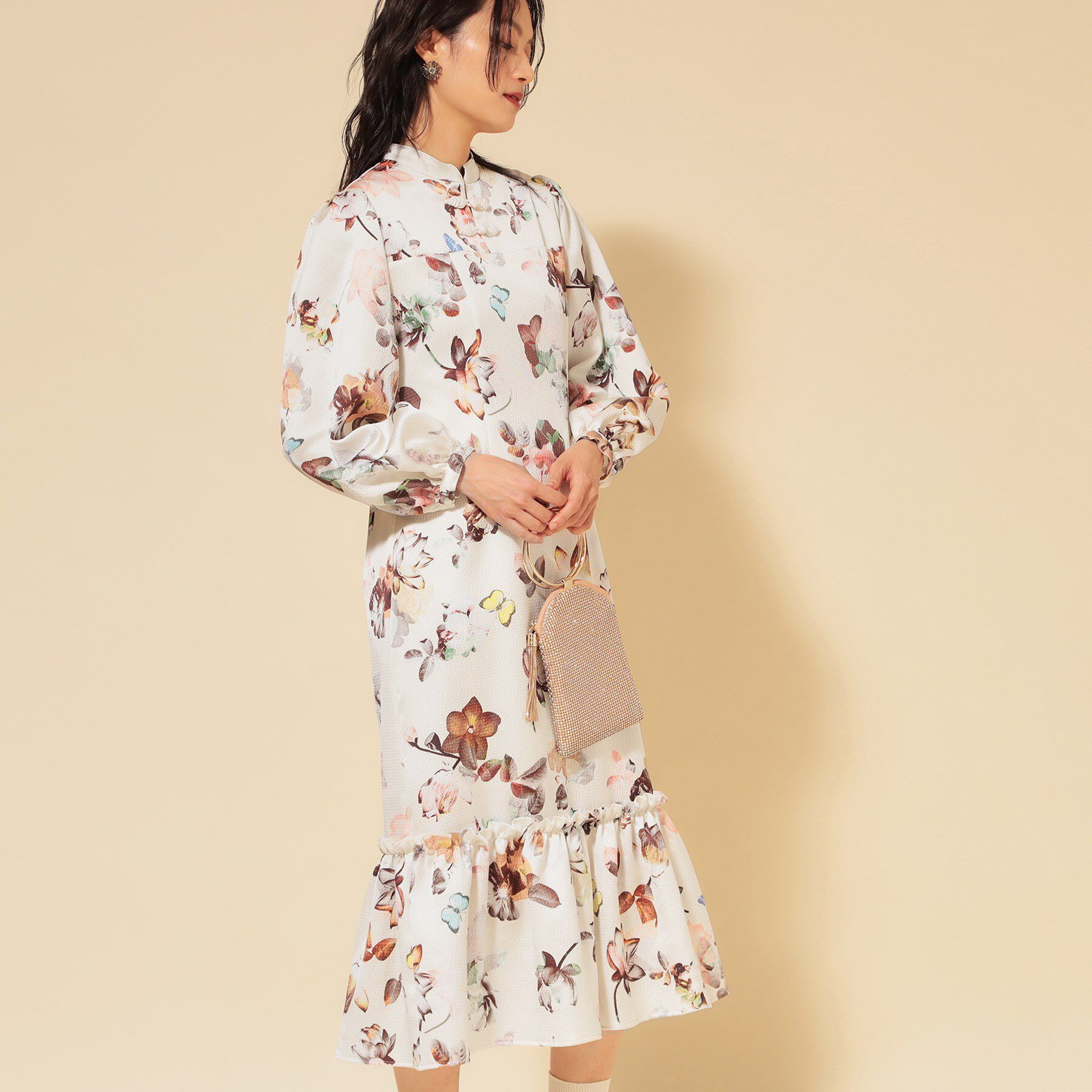 SunaUna「【COLLECTION LINE】チャイナ花柄ワンピース」|ワンピース|