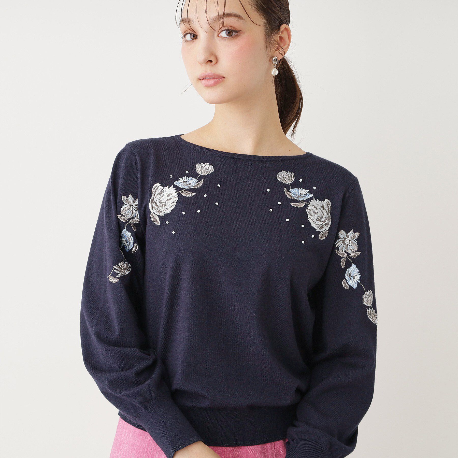 SunaUna「【SS～Lサイズ展開／フラワー刺繍】クラフトプルオーバー」|ニット・セーター|