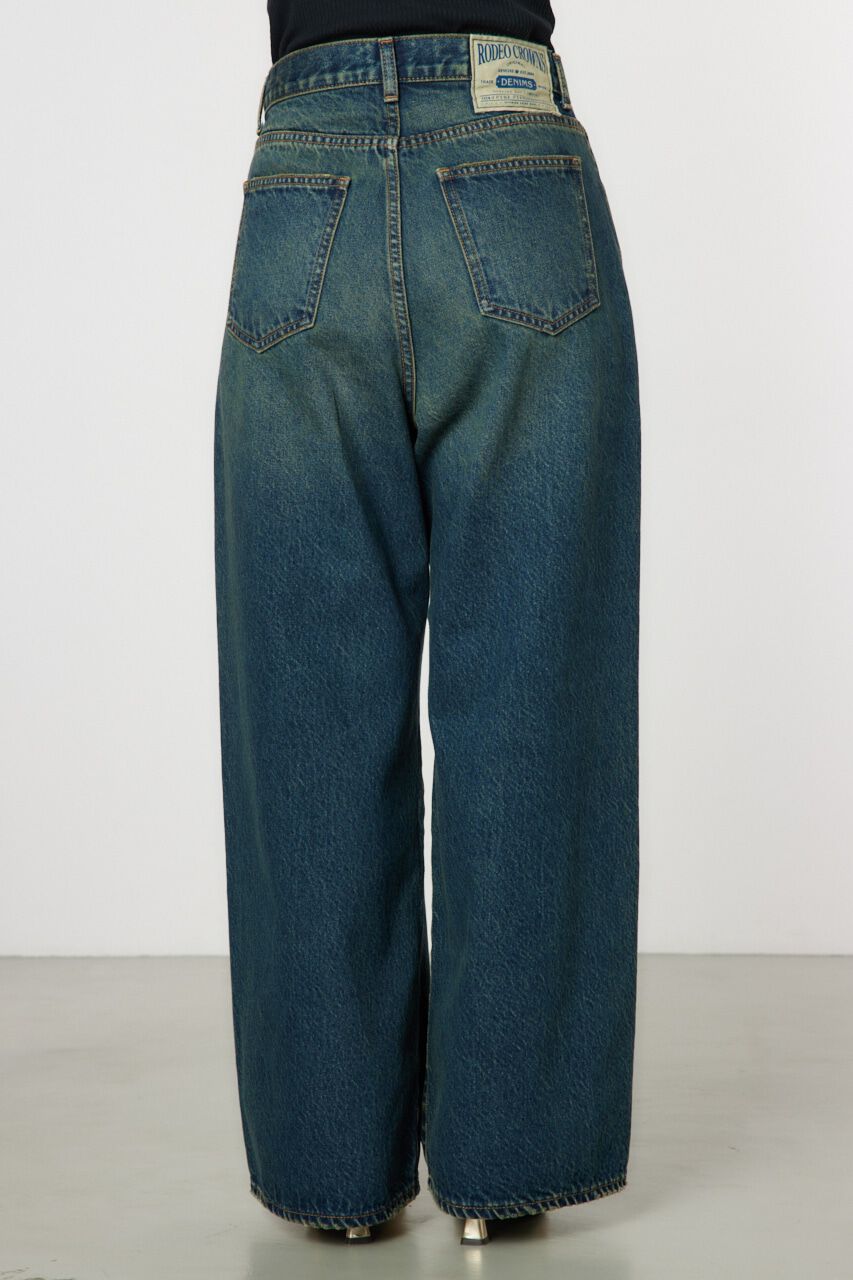 RODEO CROWNS「タックワイドクラッシュデニムパンツ」|デニム|