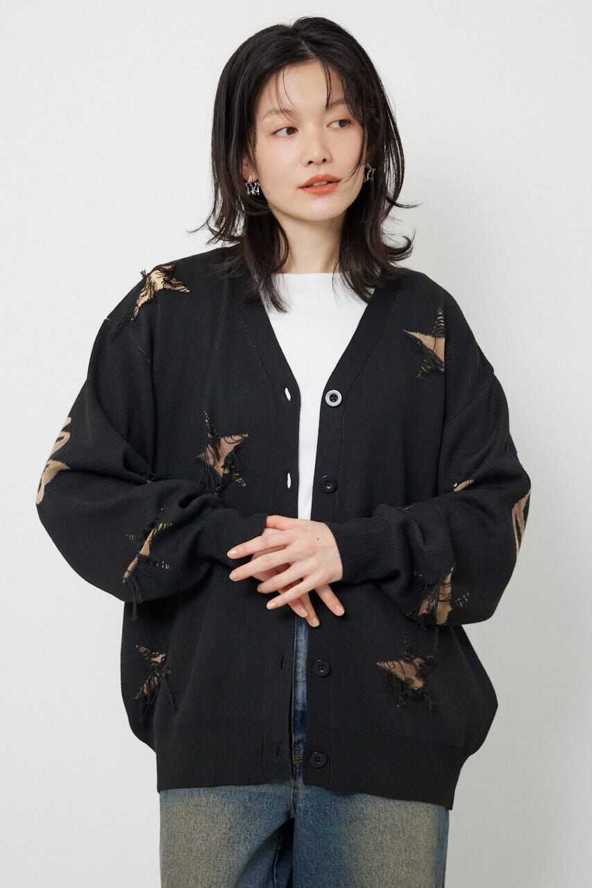 RODEO CROWNS「スター柄ニットカーディガン」|カーディガン|BLK