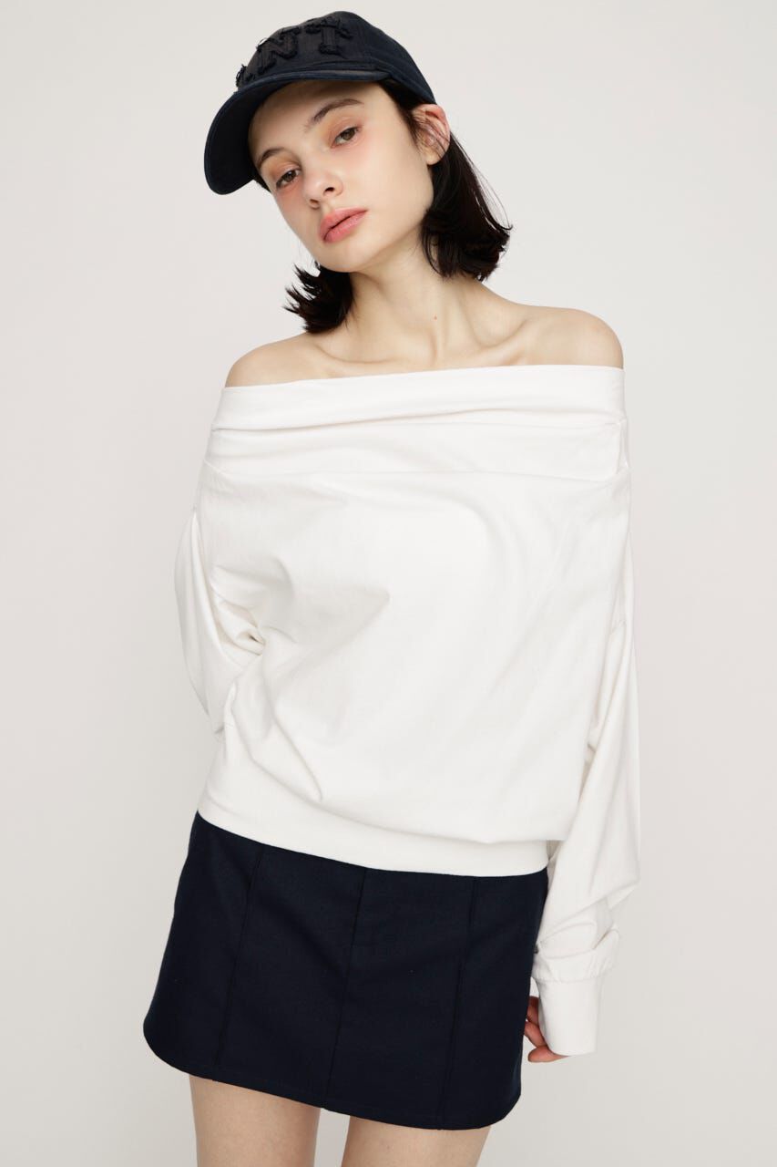 SLY「TUCKED OFFSHOULDER トップス」|パーカー|