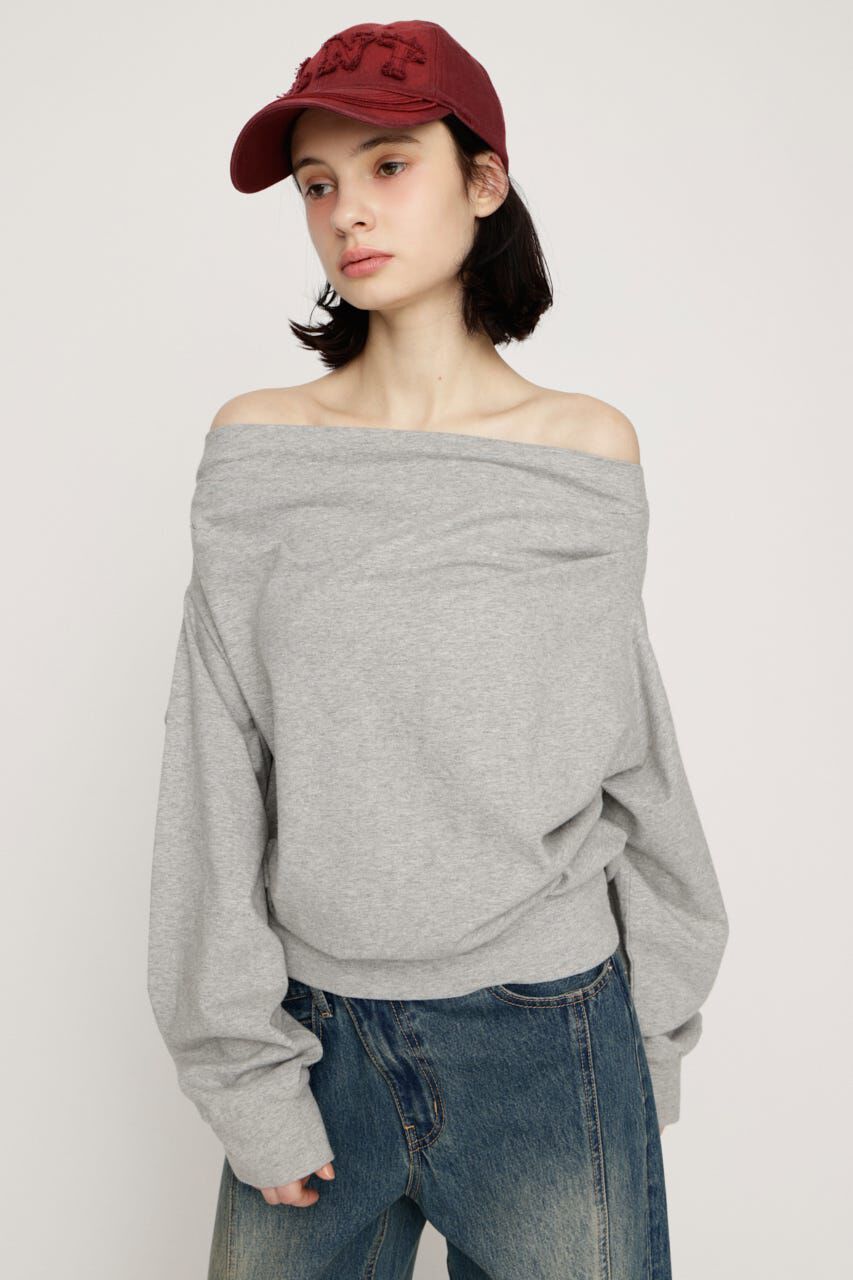 SLY「TUCKED OFFSHOULDER トップス」|パーカー|
