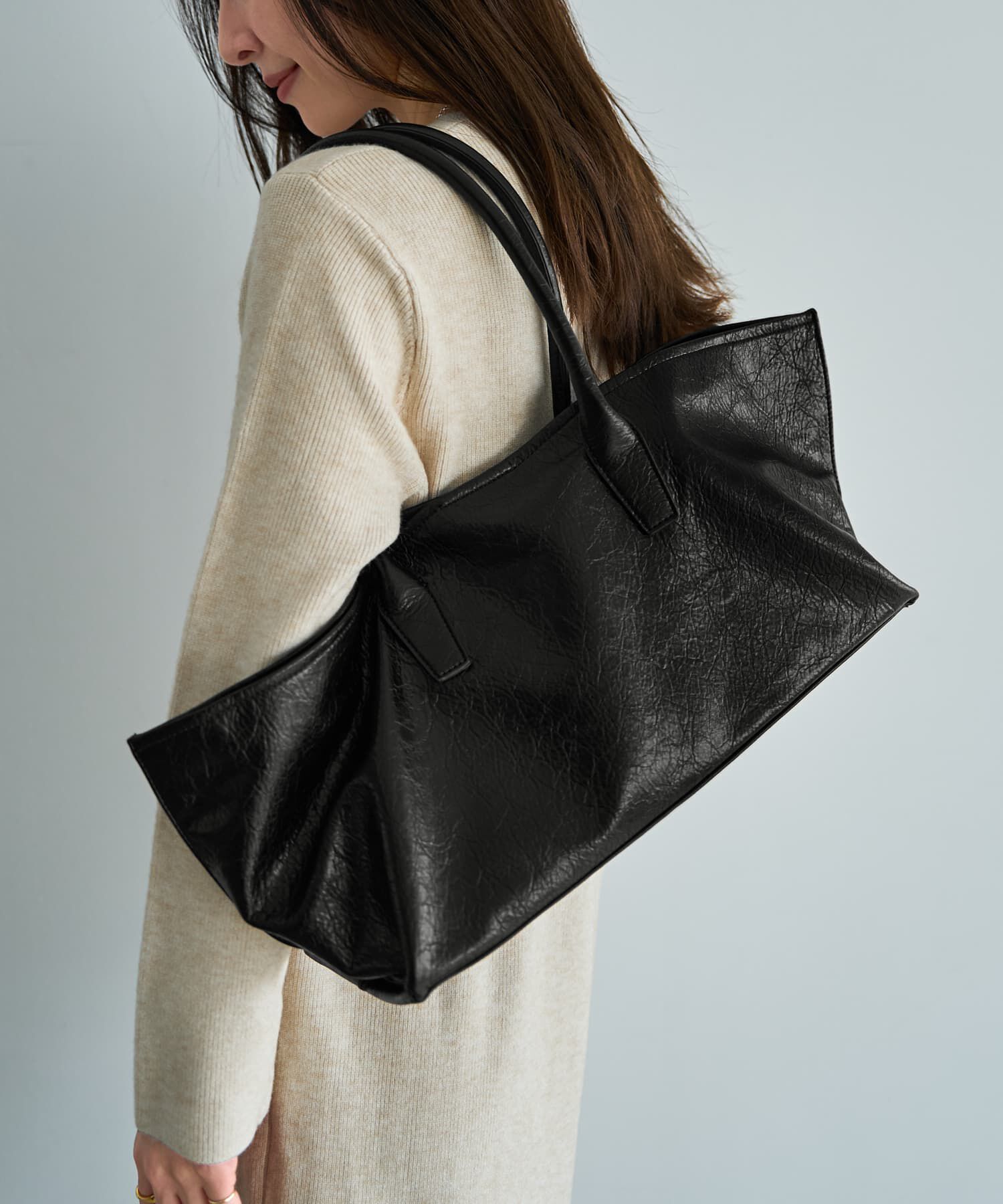 STYLE DELI「シボ加工横長フォルムトートバッグ」|トートバッグ|