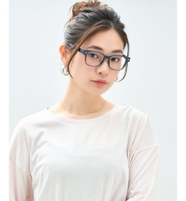  「ウェリントン型 メガネ｜太縁 黒縁フレーム｜伊達メガネ 度付きメガネ｜ユニセックス 黒  レンズ交換券付」|メガネ|濃ブルー