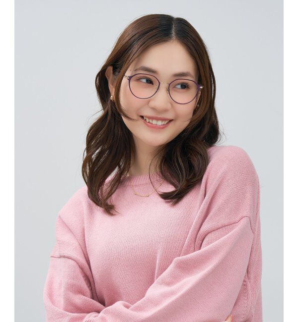  「ボストン型 メガネ | チタン 軽量 メタル 伊達・度付き ユニセックス 大人可愛い Zoff  レンズ交換券付」|メガネ|パープル2
