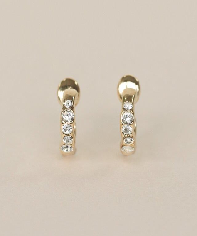  「Bubbloop ウェーブデザインストーンイヤリング　ノンホールピアス」|イヤリング|