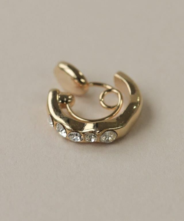  「Bubbloop ウェーブデザインストーンイヤリング　ノンホールピアス」|イヤリング|